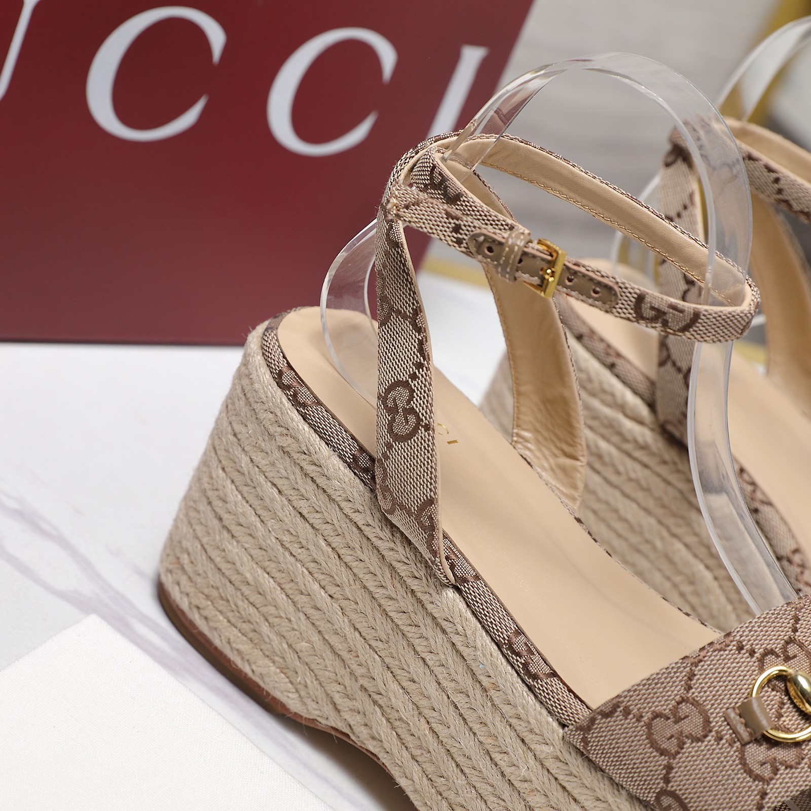 Gucci Espadrille Platform Sandals with Ankle Strap and GG Canvas 7 a1744031563475 4526