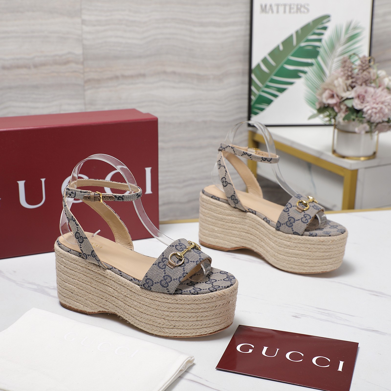Gucci Espadrille Platform Sandals, Ankle Strap, Designer Style, Comfortable 3 a1744031612710 0443