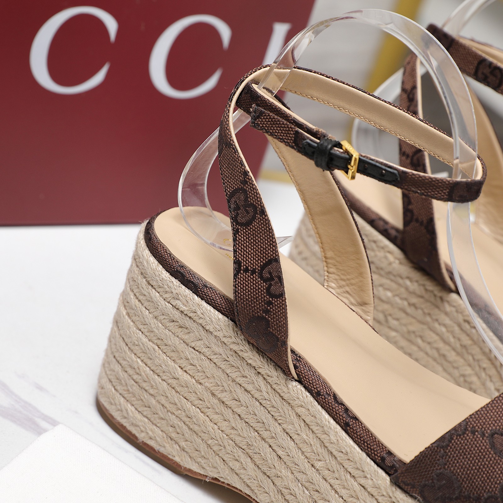 Gucci Espadrille Platform Sandals, Leather, Brown, Women's Size 35-39 10 a1744031653069 1442