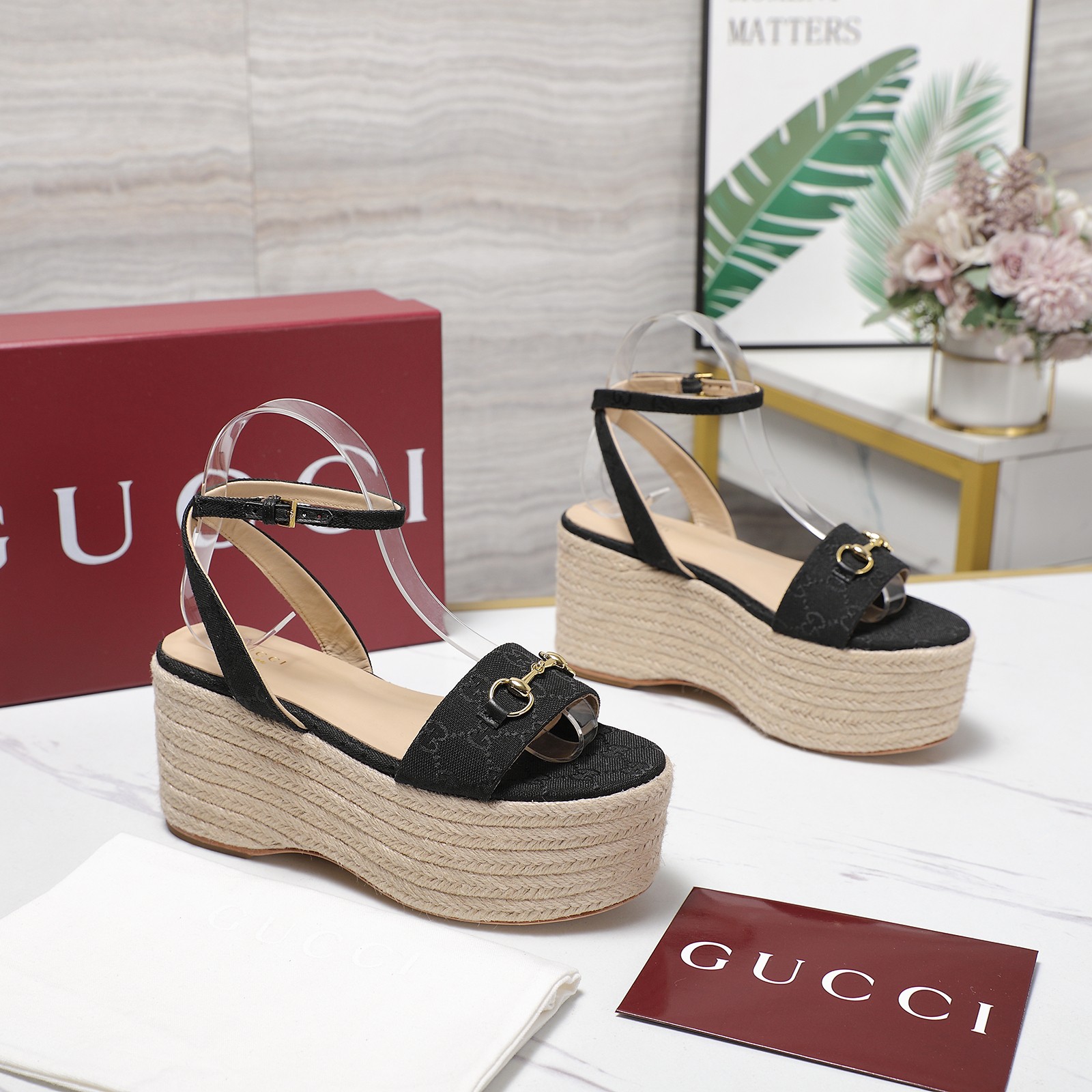 Gucci Espadrille Platform Wedges Sandals - Ankle Strap & Signature Hardware 3 a1744031759431 6775