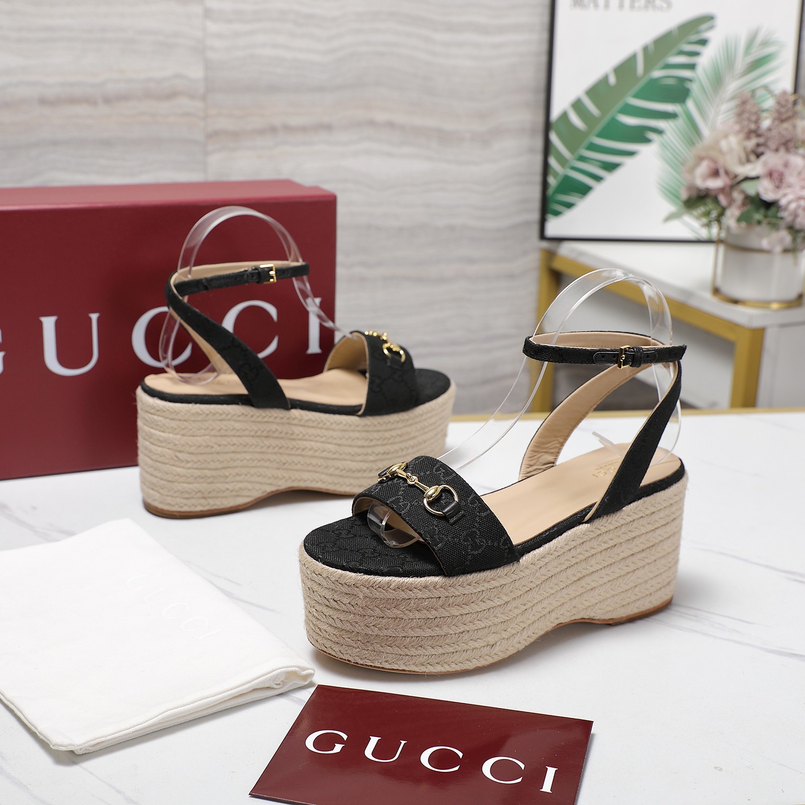Gucci Espadrille Platform Wedges Sandals - Ankle Strap & Signature Hardware 6 a1744031759431 7358
