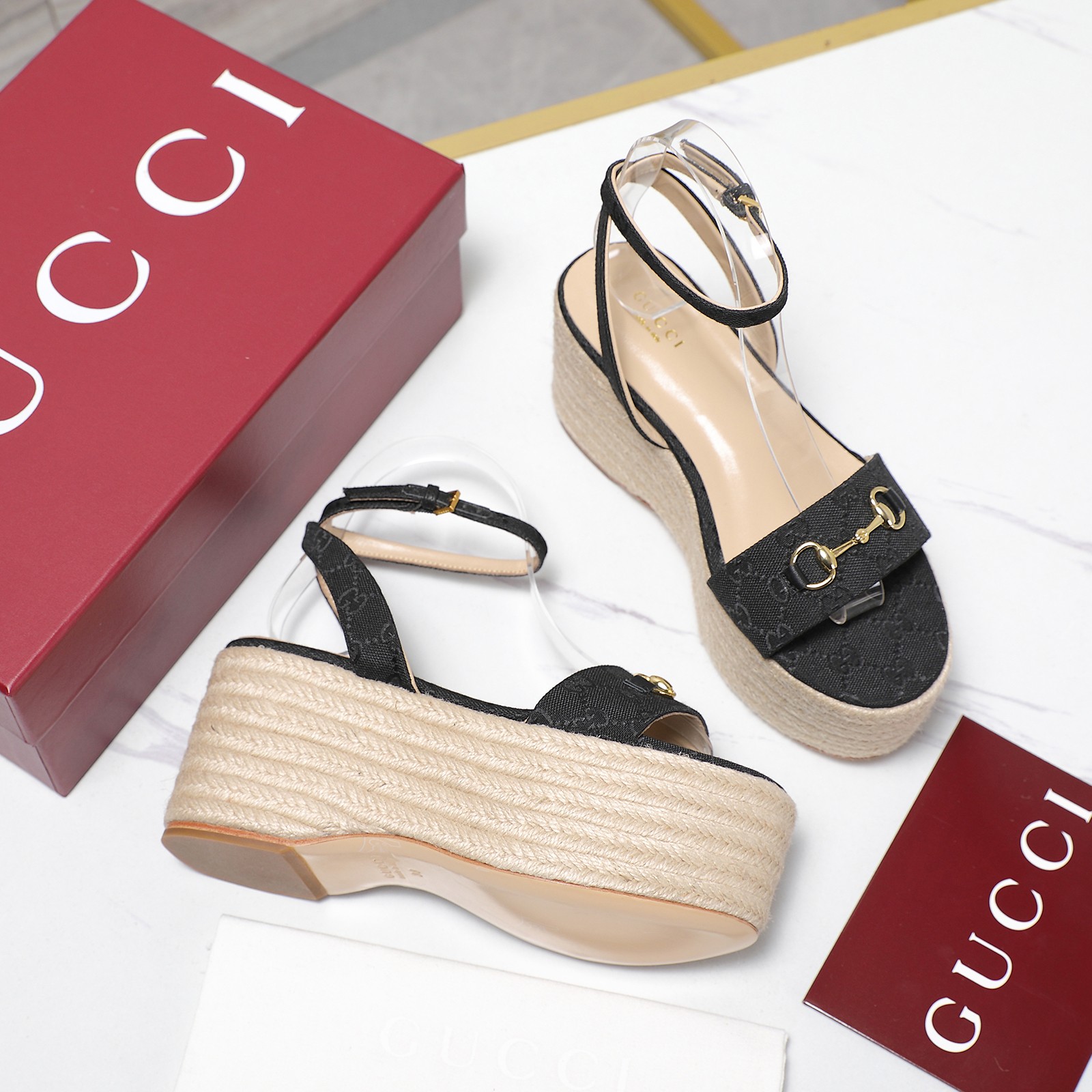 Gucci Espadrille Platform Wedges Sandals - Ankle Strap & Signature Hardware 5 a1744031759432 7447