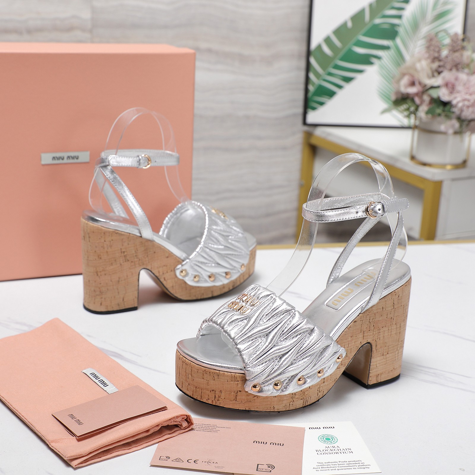 Miu Miu Platform Heeled Sandals, Silver Leather Sandals for Women 4 a1744707571780 1880