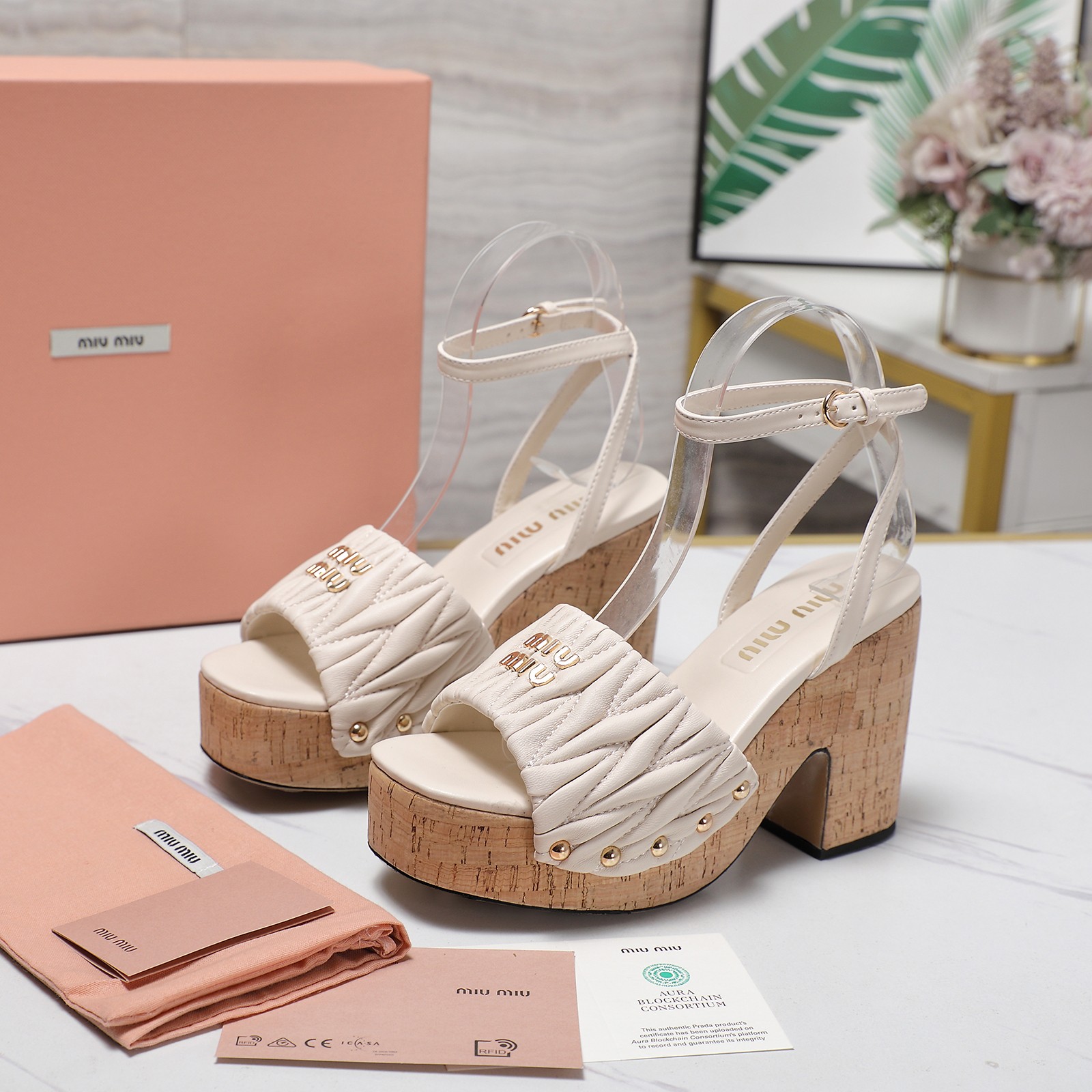 Miu Miu Platform Heeled Sandals Ankle Strap Leather Beige Women 3 a1744707821088 7236