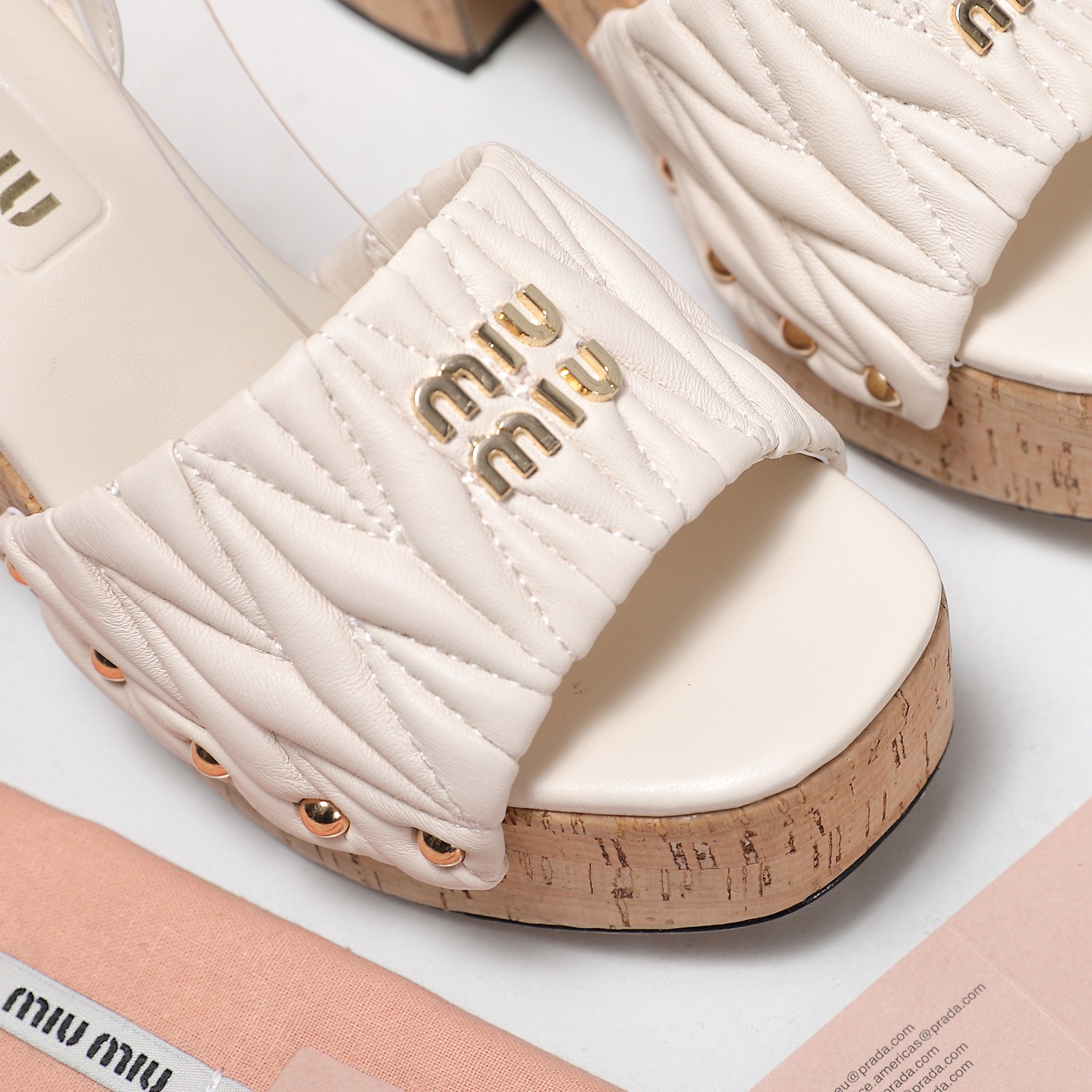 Miu Miu Platform Heeled Sandals Ankle Strap Leather Beige Women 10 a1744707888823 5288