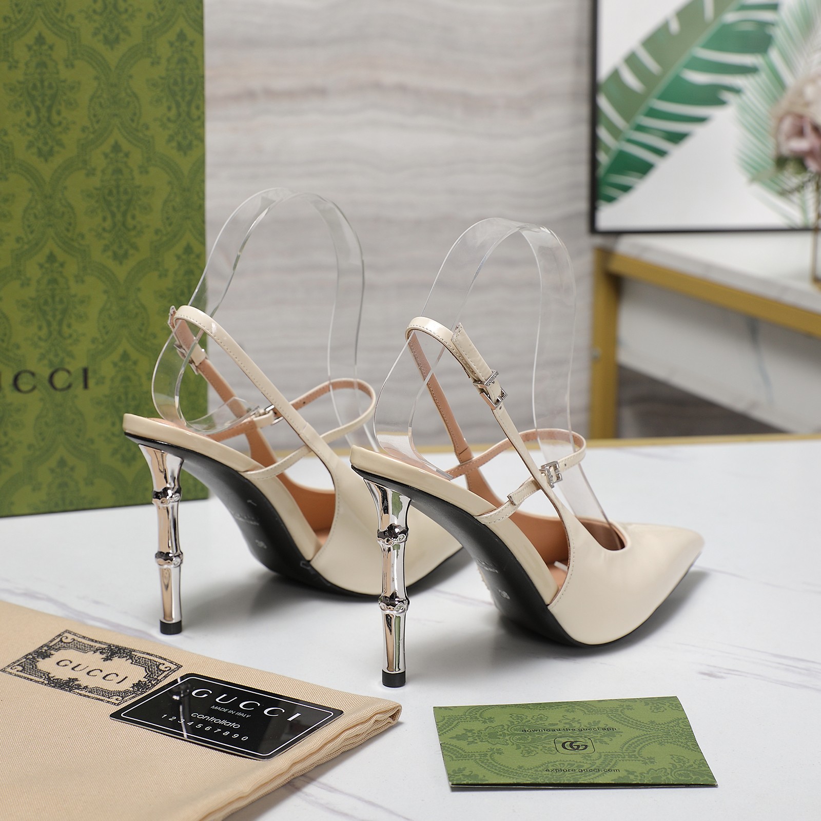 Gucci Women's Bamboo Heel Slingback Pumps Pointed Toe High Heel Shoes 4 a1744709218332 1253