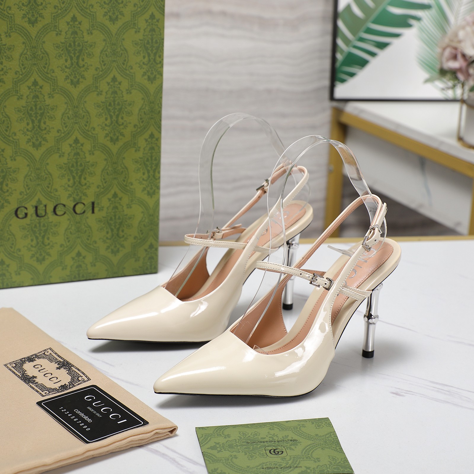 Gucci Women's Bamboo Heel Slingback Pumps Pointed Toe High Heel Shoes 3 a1744709236650 4722