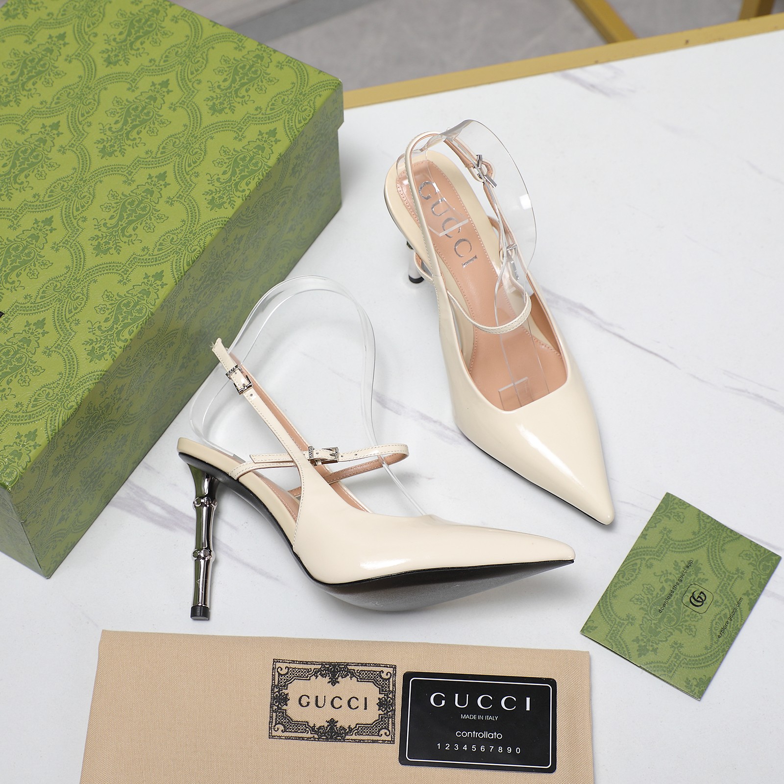 Gucci Women's Bamboo Heel Slingback Pumps Pointed Toe High Heel Shoes 5 a1744709236660 5703