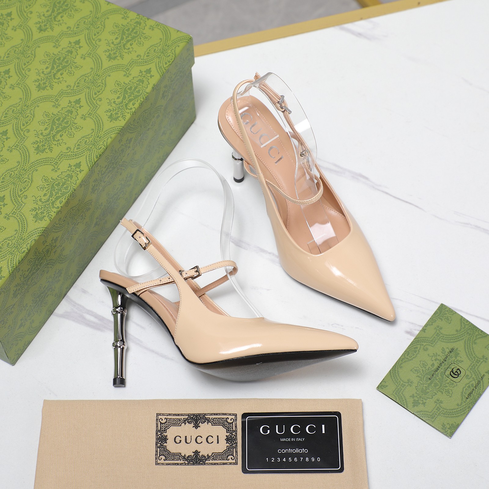 Gucci Women's Slingback Pumps with Bamboo Heel in Patent Leather 7 a1744709294557 3713