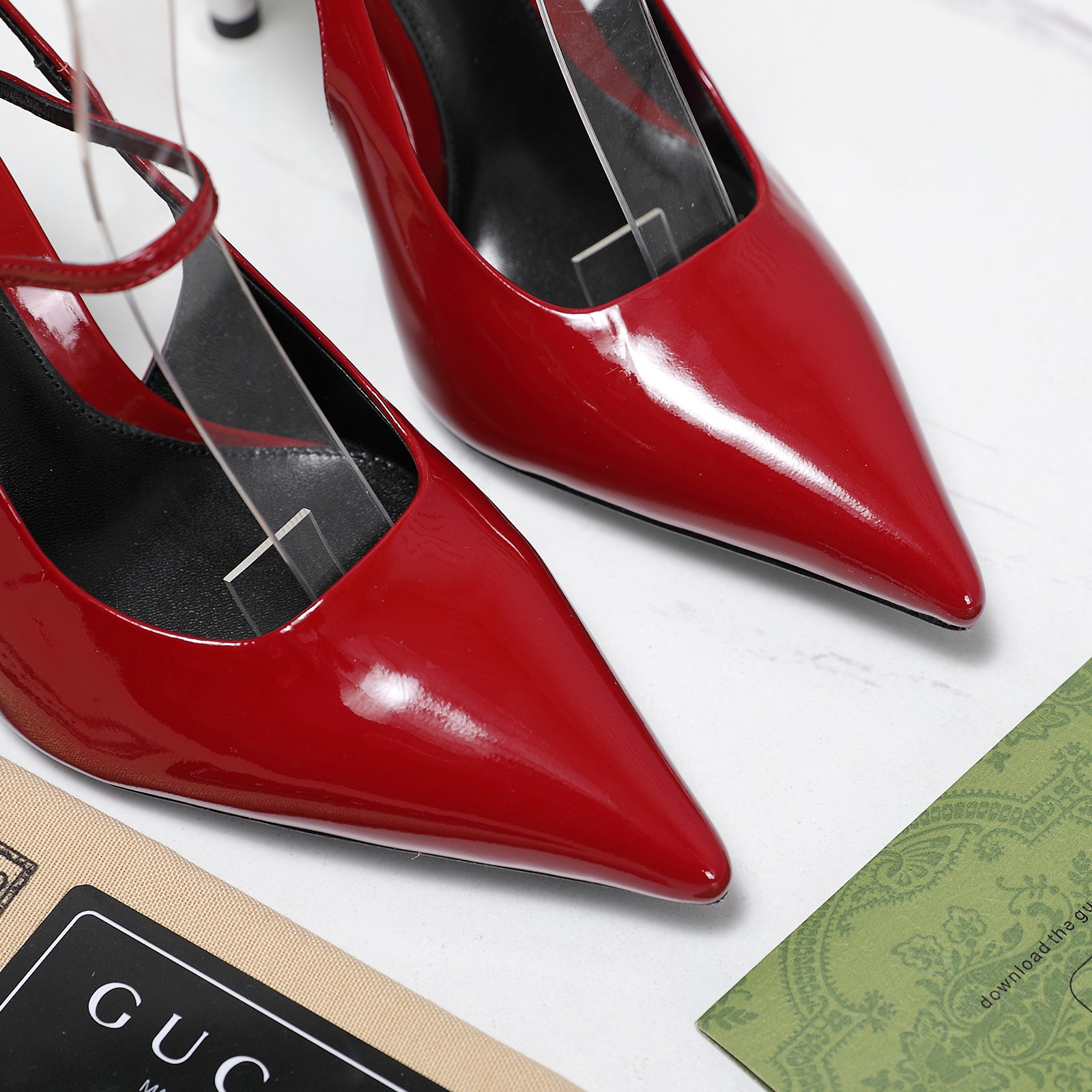 Gucci Bamboo Heel Slingback Pumps in Red Patent Leather, Size 35-39 6 a1744709323029 6576