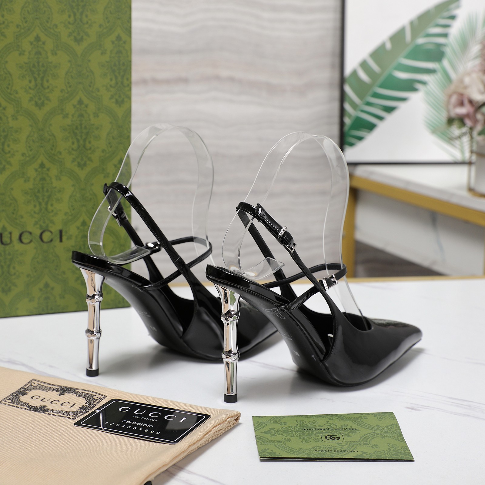 Gucci Women's Pointed-Toe Slingback Heels with Bamboo Heel 8 a1744709665529 3155