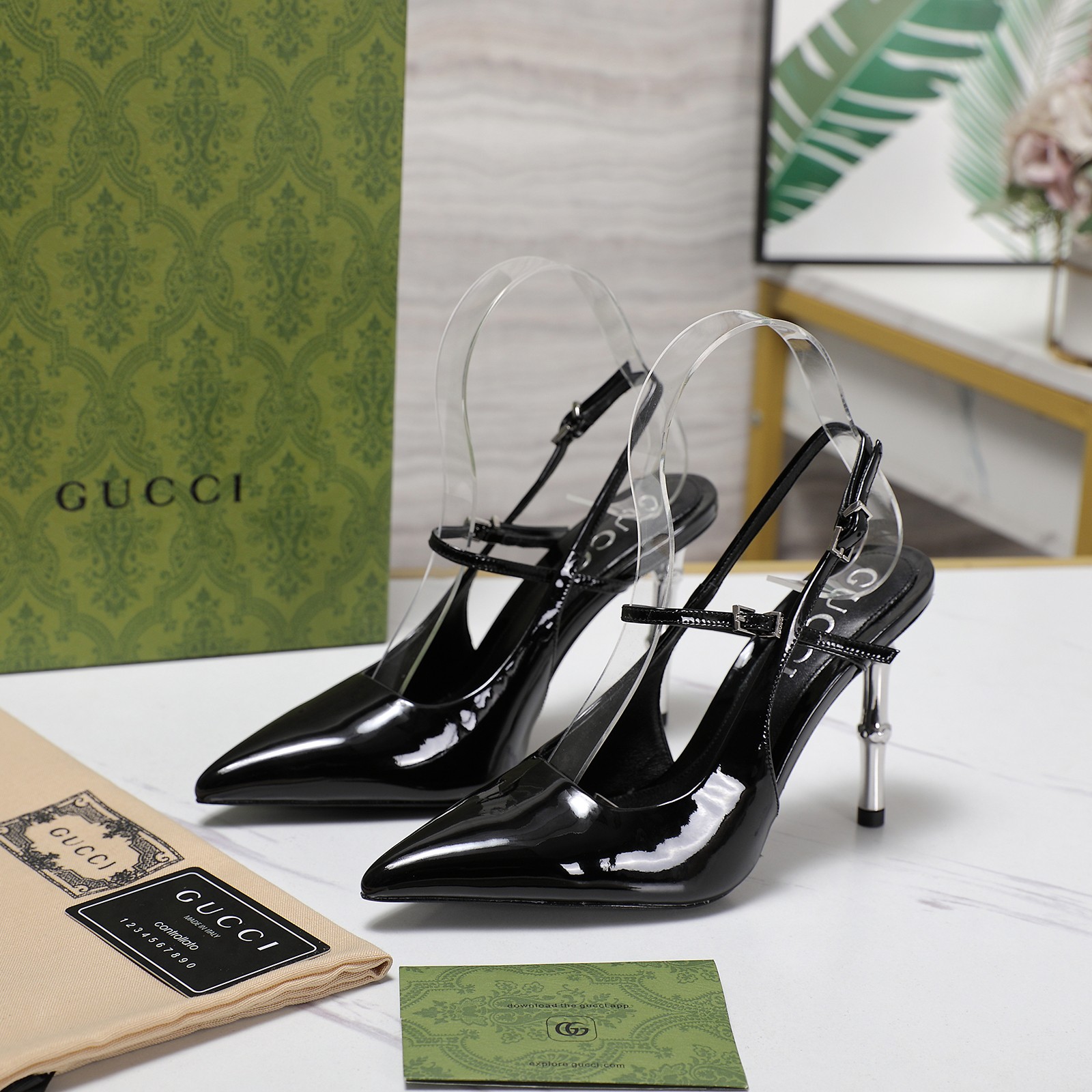Gucci Women's Pointed-Toe Slingback Heels with Bamboo Heel 5 a1744709704896 7258