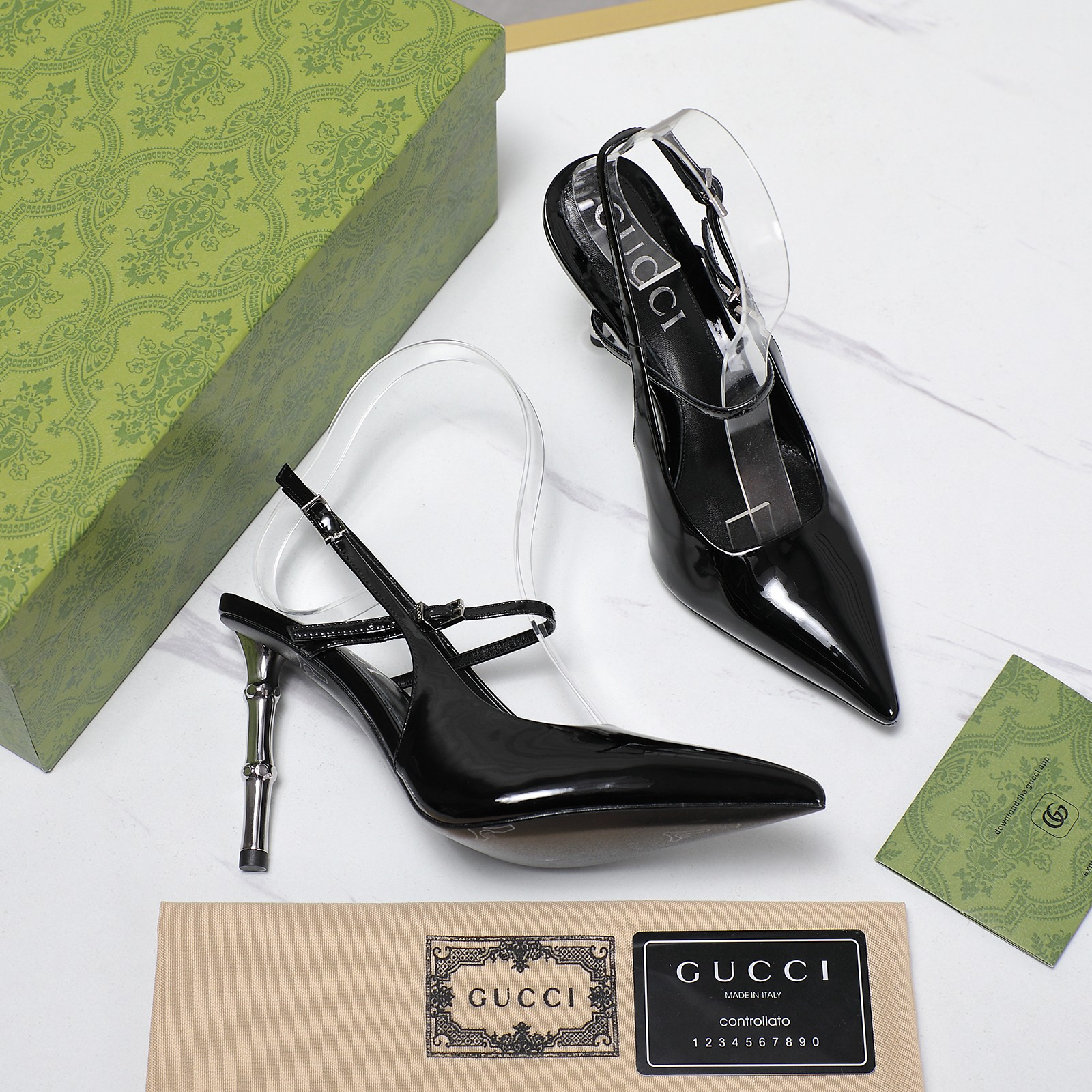 Gucci Women's Pointed-Toe Slingback Heels with Bamboo Heel 10 a1744709704928 1704