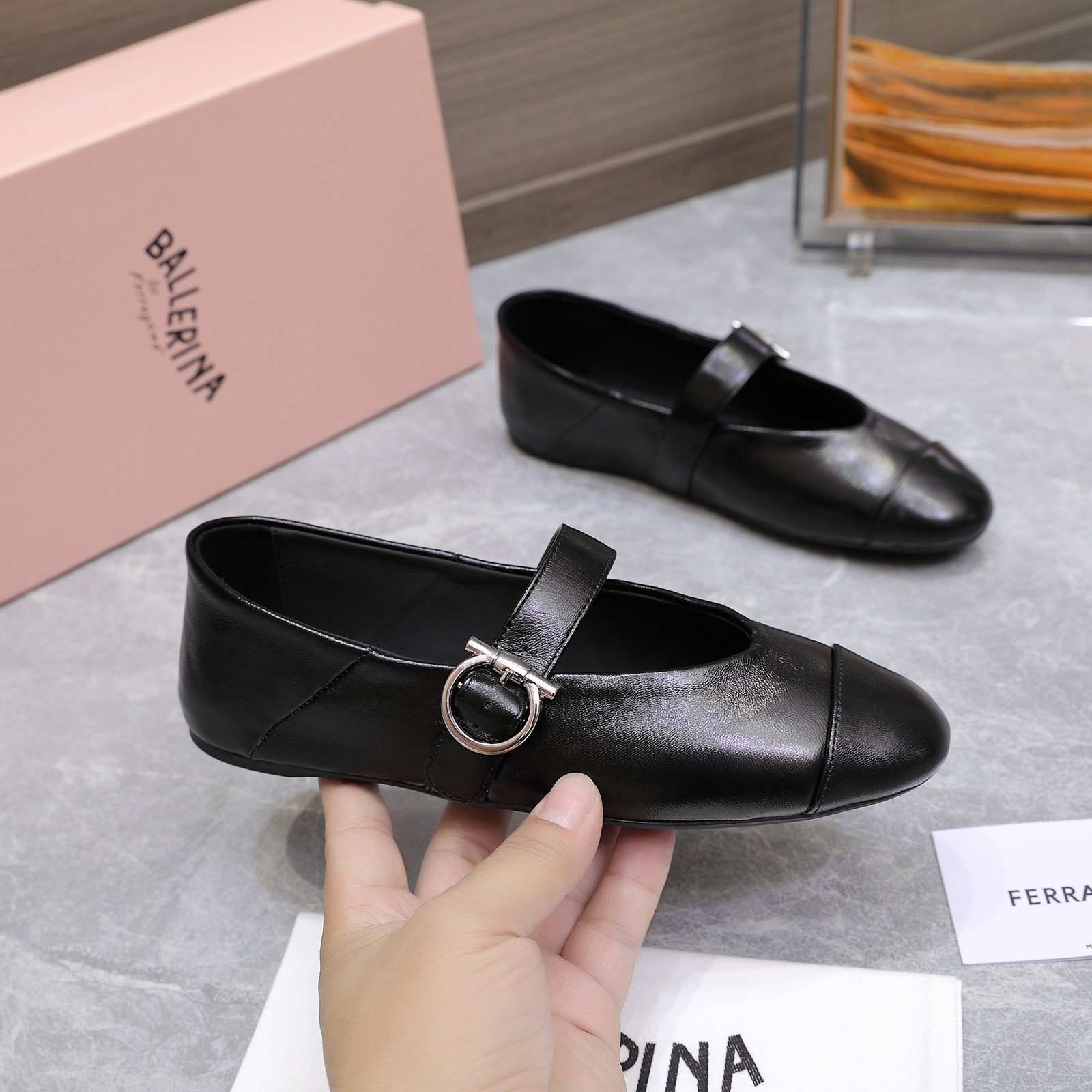 Ferragamo Iconic Buckle Ballerina Flats - Classic & Comfortable 1 Ferragamo Iconic Buckle Ballerina Flats - Classic & Comfortable