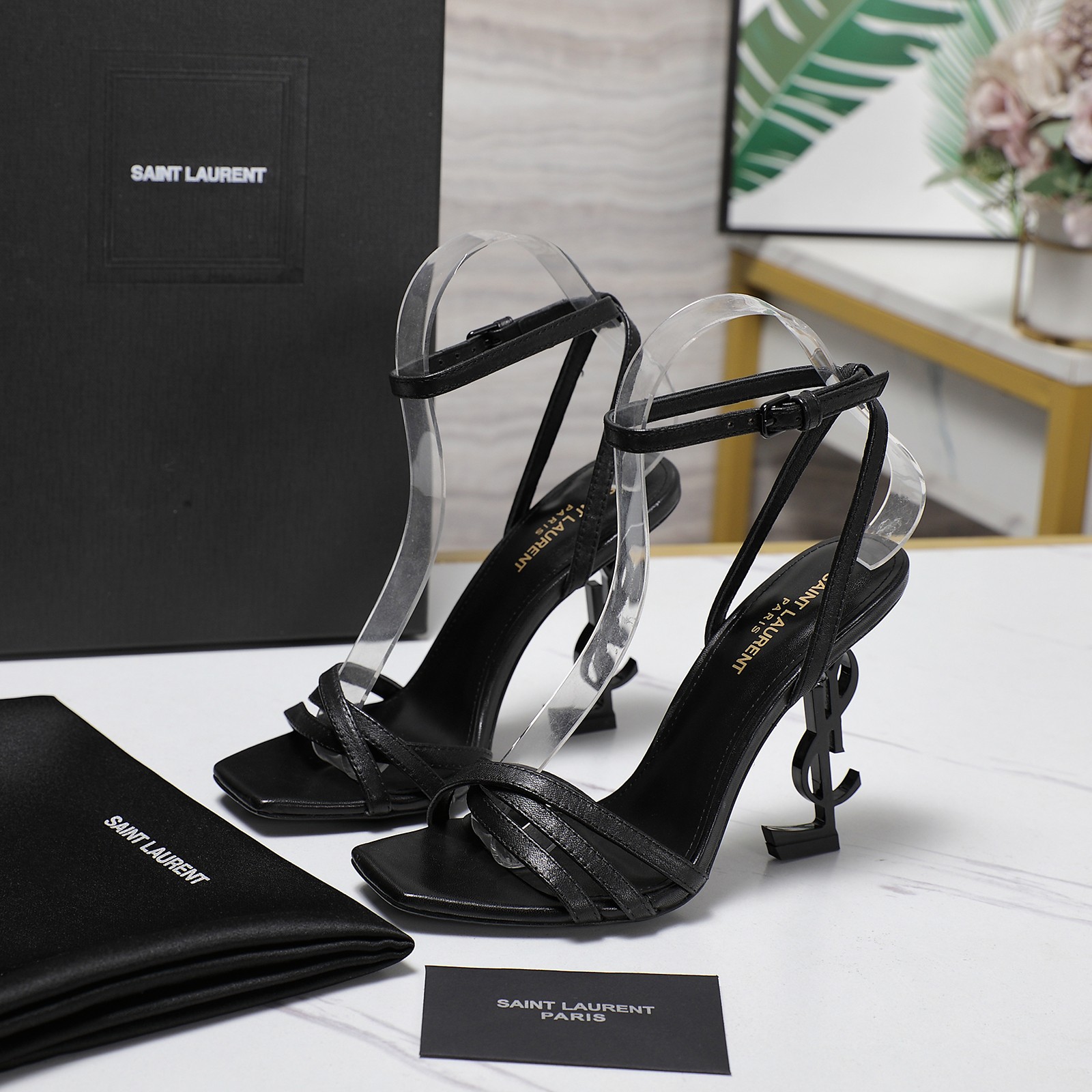 Yves Saint Laurent Women's Opium Ankle-Strap Leather Sandals 6 a1745067660753 0162