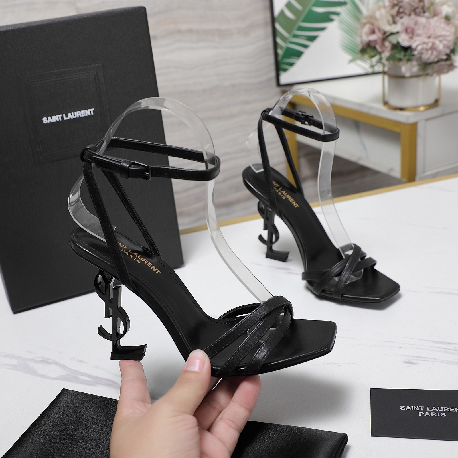 Yves Saint Laurent Women's Opium Ankle-Strap Leather Sandals 1 Yves Saint Laurent Women's Opium Ankle-Strap Leather Sandals