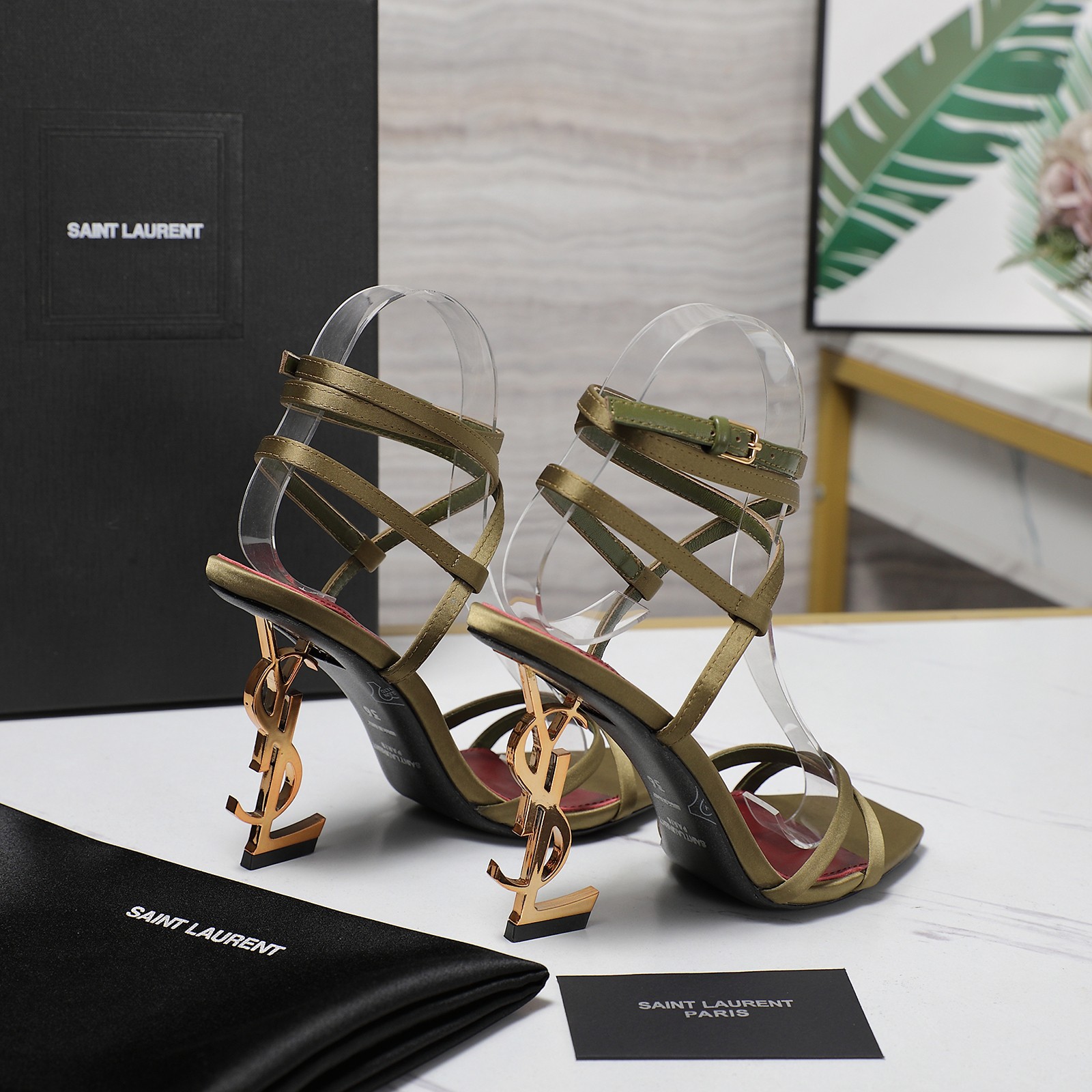 Yves Saint Laurent YSL Logo Heel Ankle Wrap Heeled Sandals 9 a1745067891321 6313