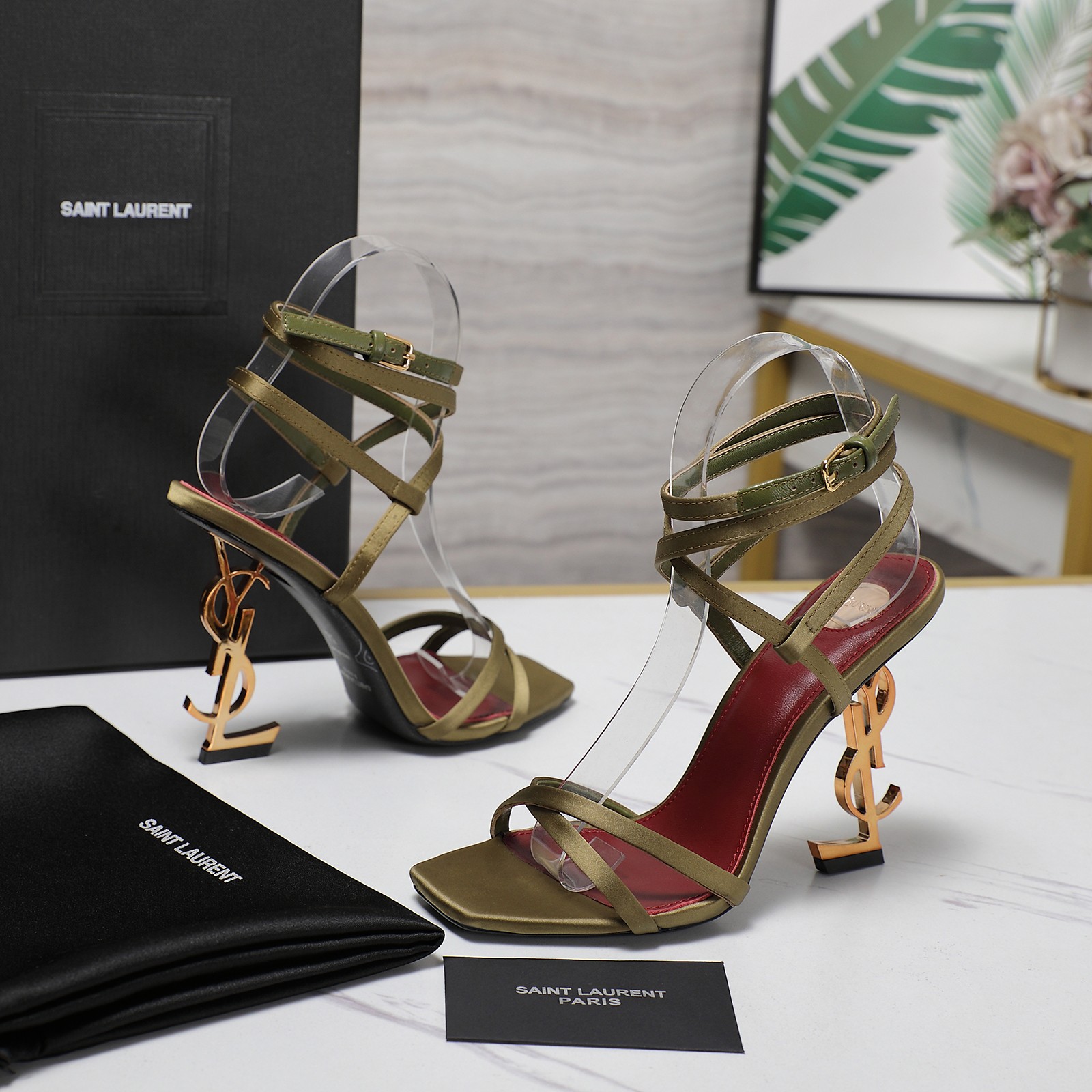 Yves Saint Laurent YSL Logo Heel Ankle Wrap Heeled Sandals 10 a1745067892620 3803