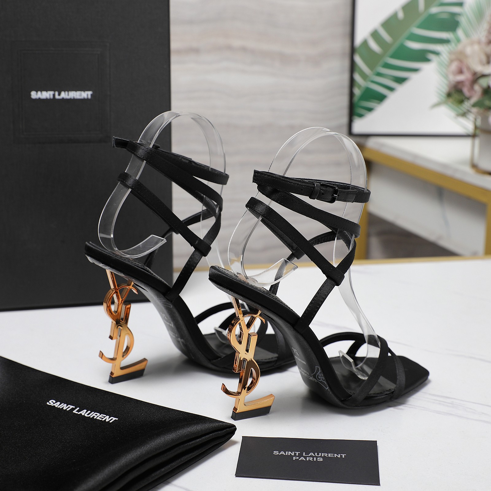 Yves Saint Laurent YSL Letter Heel Ankle Strap Sandals Women Shoes 7 a1745068039788 7464