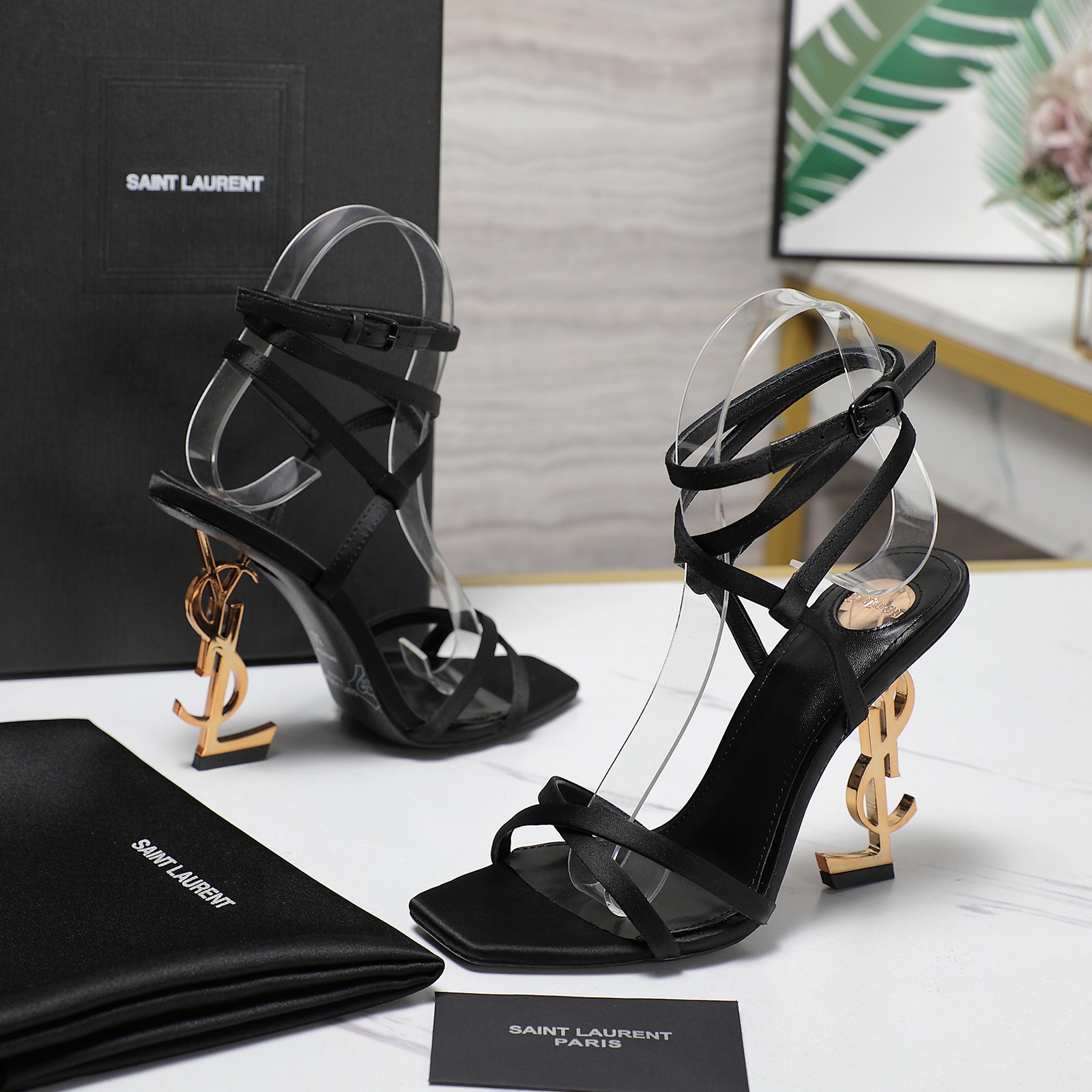 Yves Saint Laurent YSL Letter Heel Ankle Strap Sandals Women Shoes 10 a1745068041215 0624