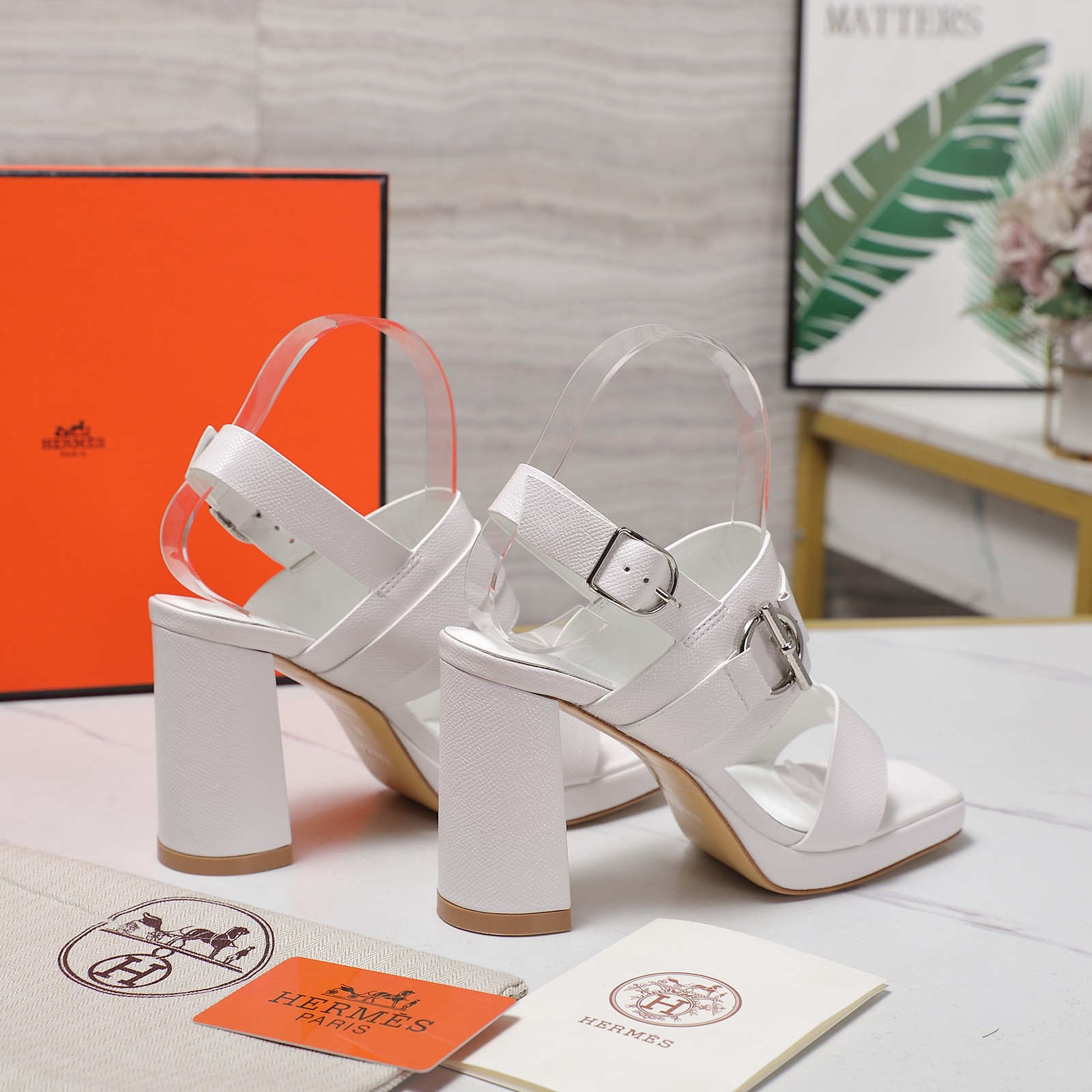 Hermes Platform Heeled Sandals, Leather Upper, Block Heel, Buckle Closure 4 a1745241425654 4246
