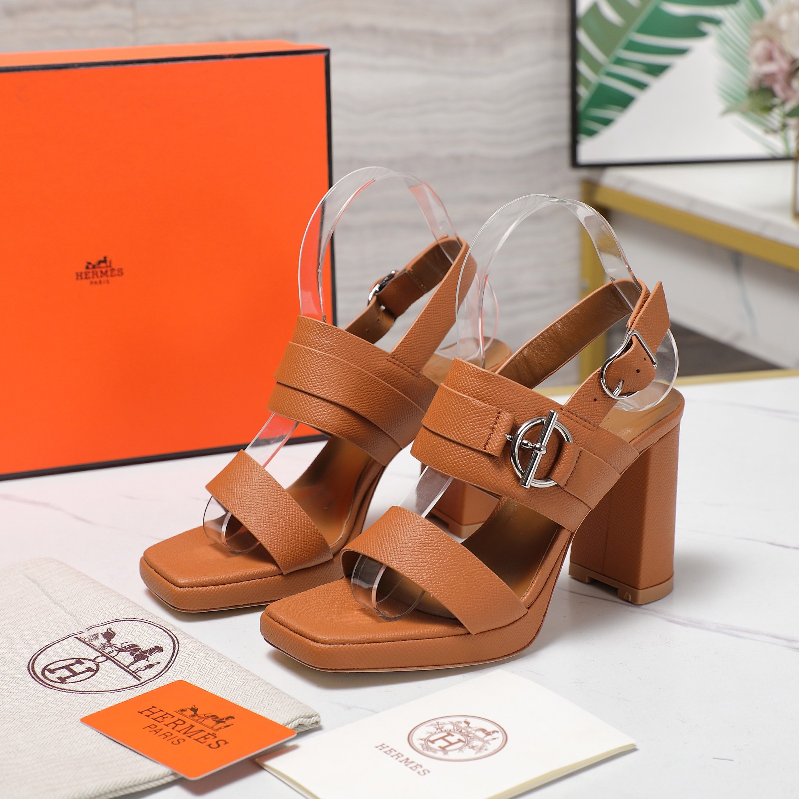 Hermes Women's Sandal Waterproof Platform Block Heel Leather Strappy Sandals 4 a1745243104170 3425