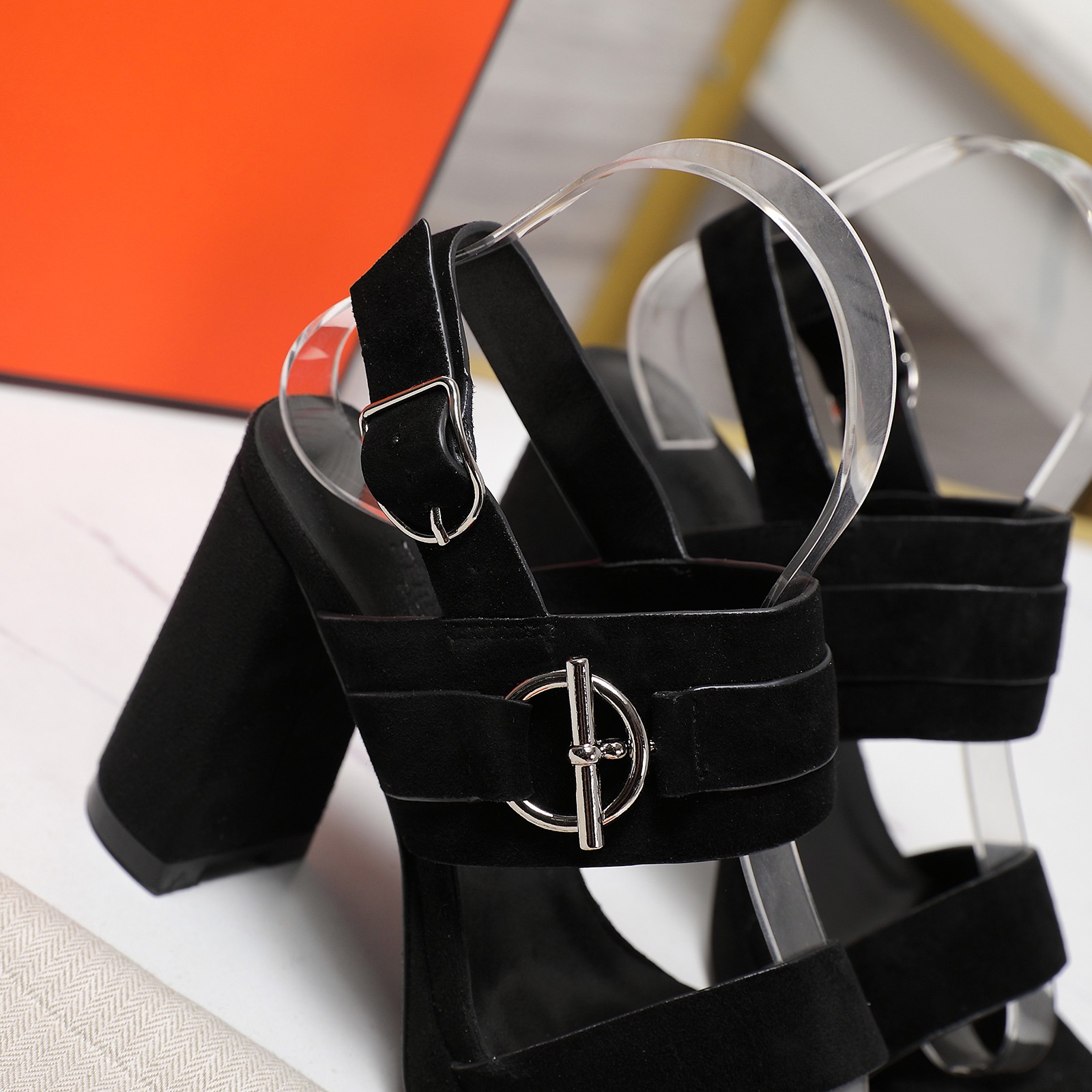 Elegant Hermes Heeled Sandals, Ankle Strap, Block Heel, Comfortable Sandals 8 a1745243221300 5657