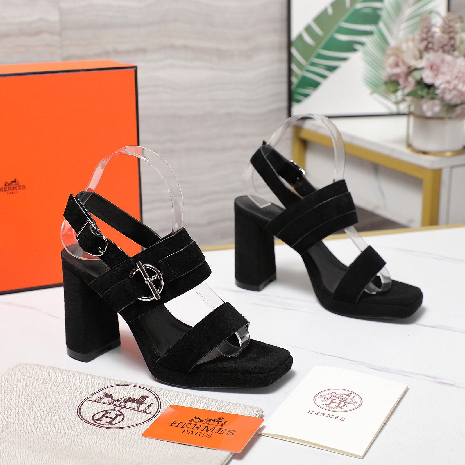 Elegant Hermes Heeled Sandals, Ankle Strap, Block Heel, Comfortable Sandals 6 a1745243221319 5484