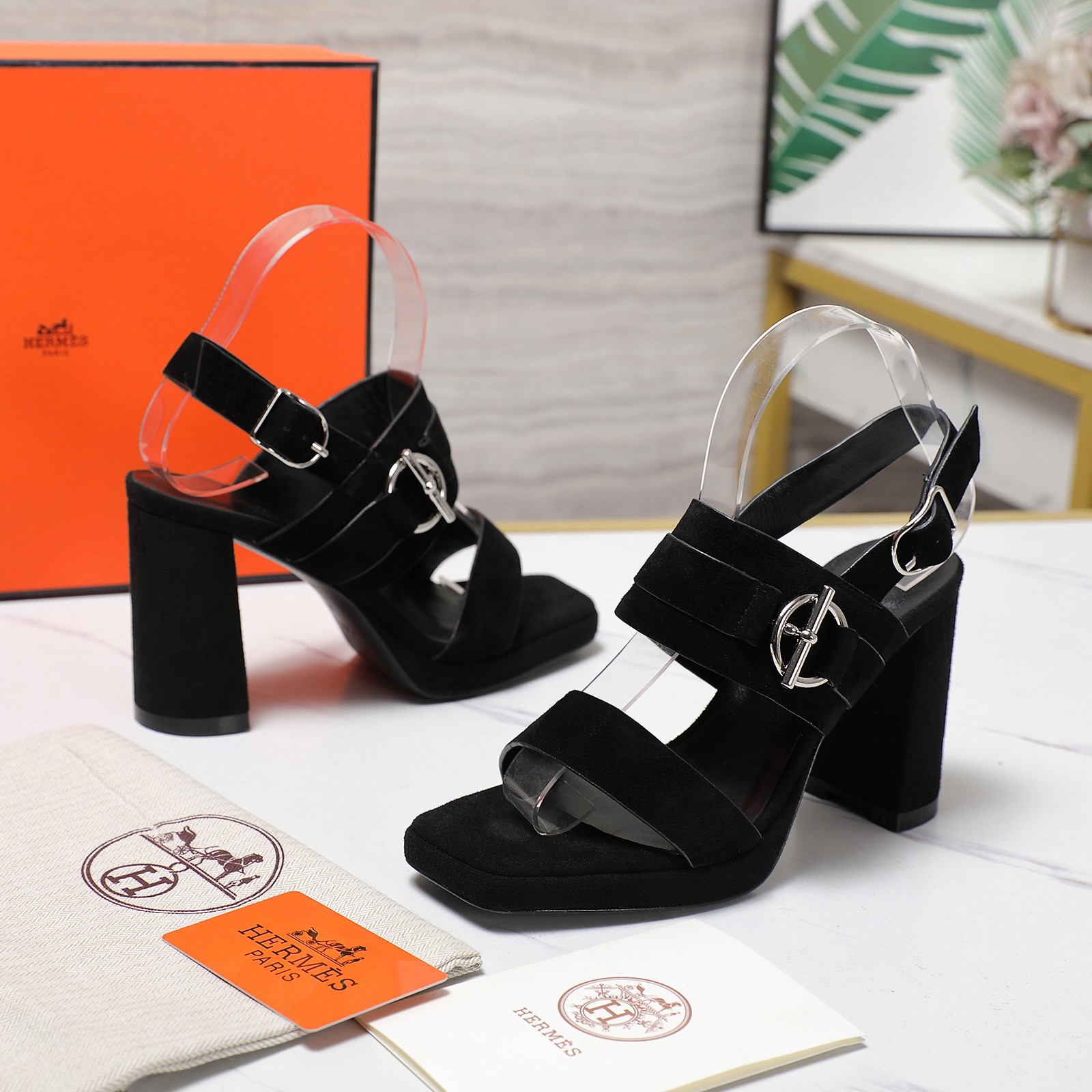 Elegant Hermes Heeled Sandals, Ankle Strap, Block Heel, Comfortable Sandals 4 a1745243222330 1200