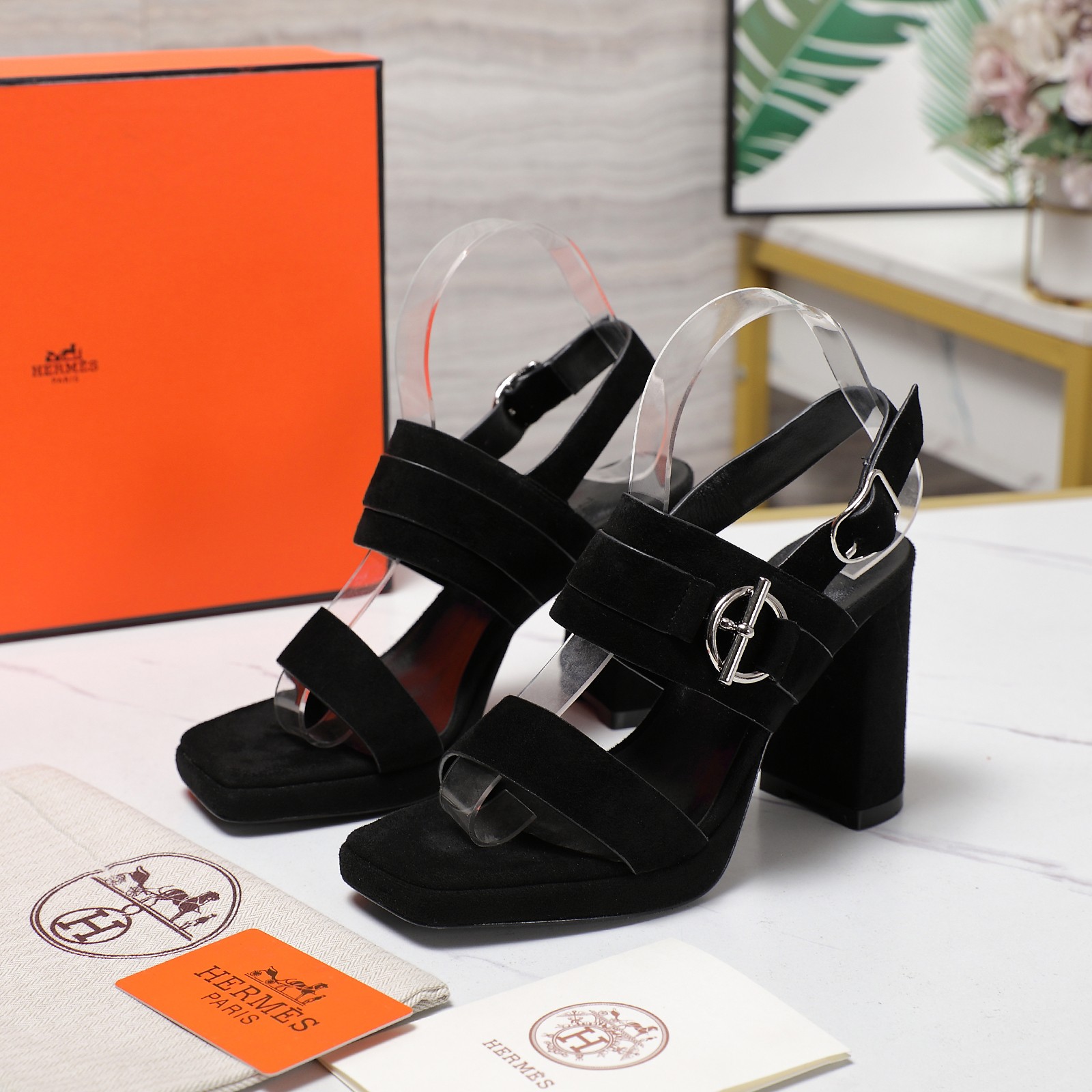 Elegant Hermes Heeled Sandals, Ankle Strap, Block Heel, Comfortable Sandals 3 a1745243222336 2575