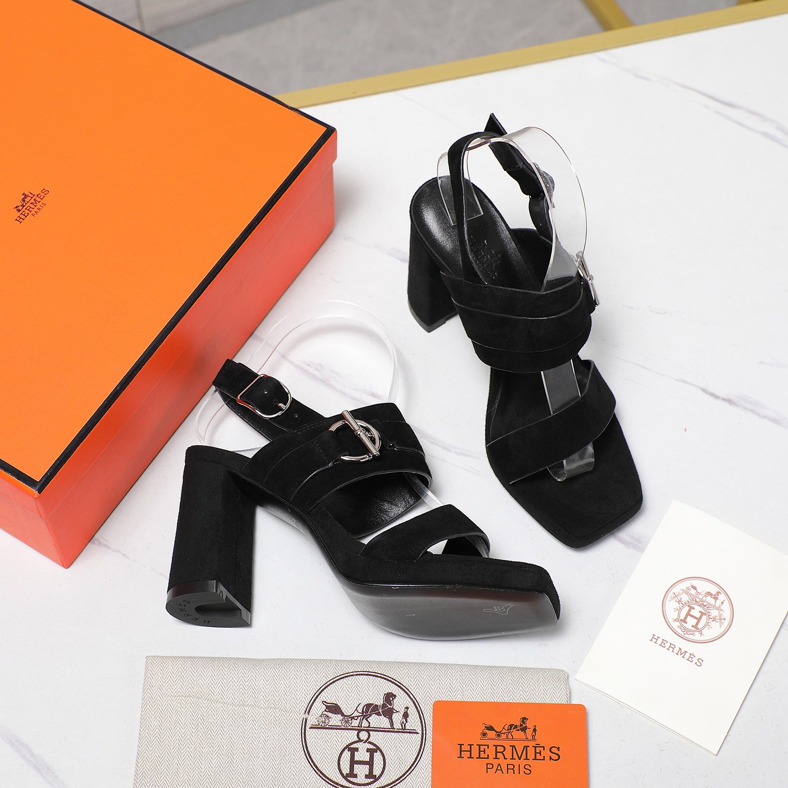 Elegant Hermes Heeled Sandals, Ankle Strap, Block Heel, Comfortable Sandals 5 a1745243222343 8187