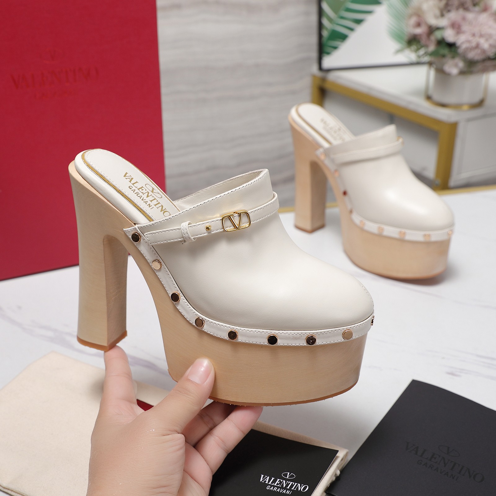 Valentino Garavani Platform Heeled Mules, Women's Fashionable High Heel Shoes 2 a1745949000191 3357