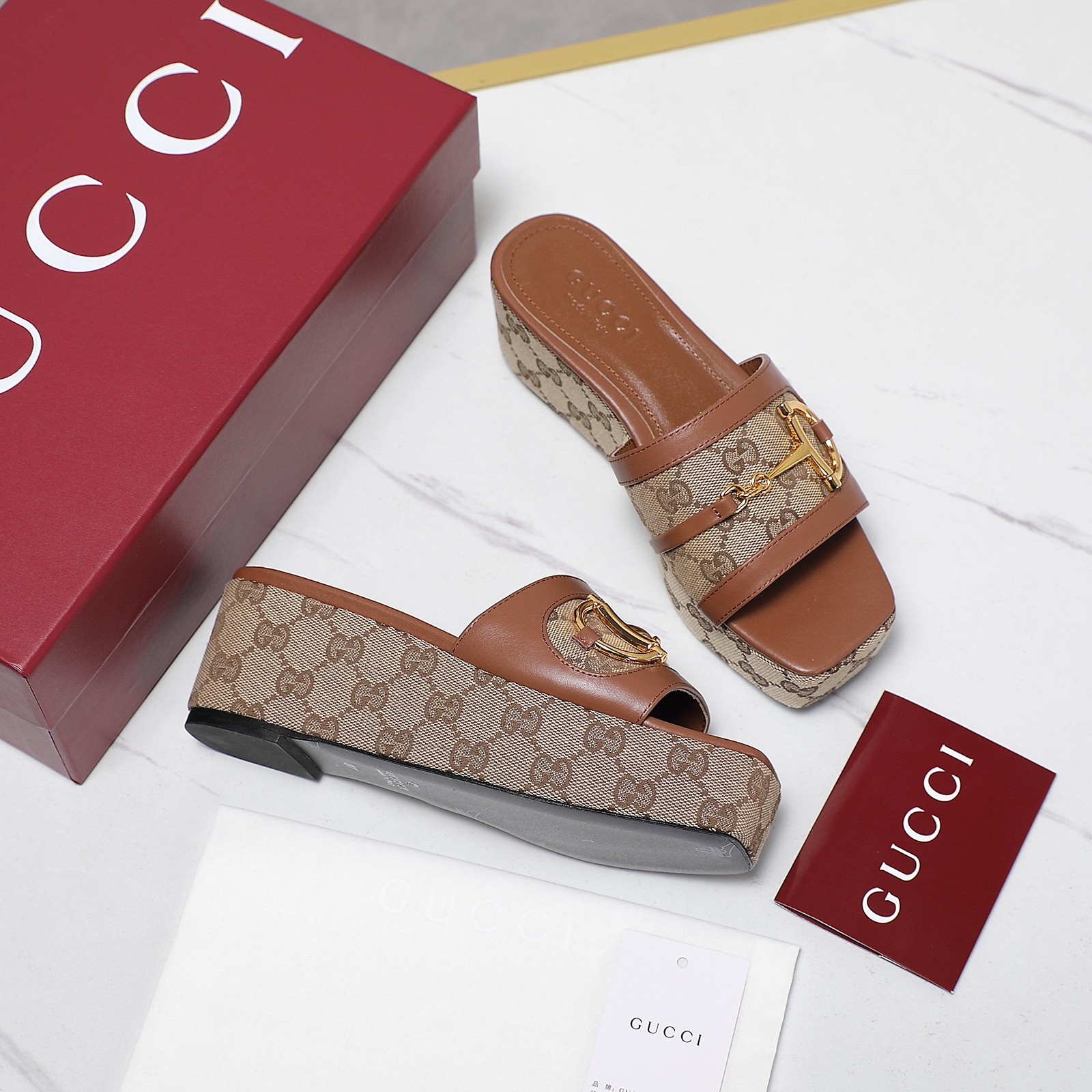 Gucci Women's D-Chain Platform Wedge Sandals Slides Mules 4 a1746344865294 4838