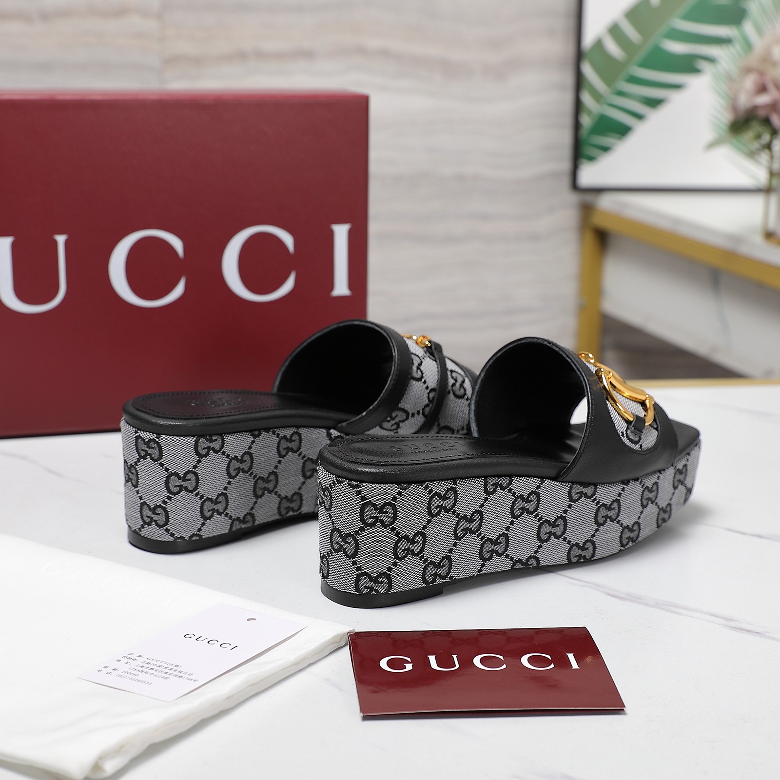 Gucci D-ring Platform Wedge Sandals Mules Slides Designer Shoes 4 a1746344896619 8786