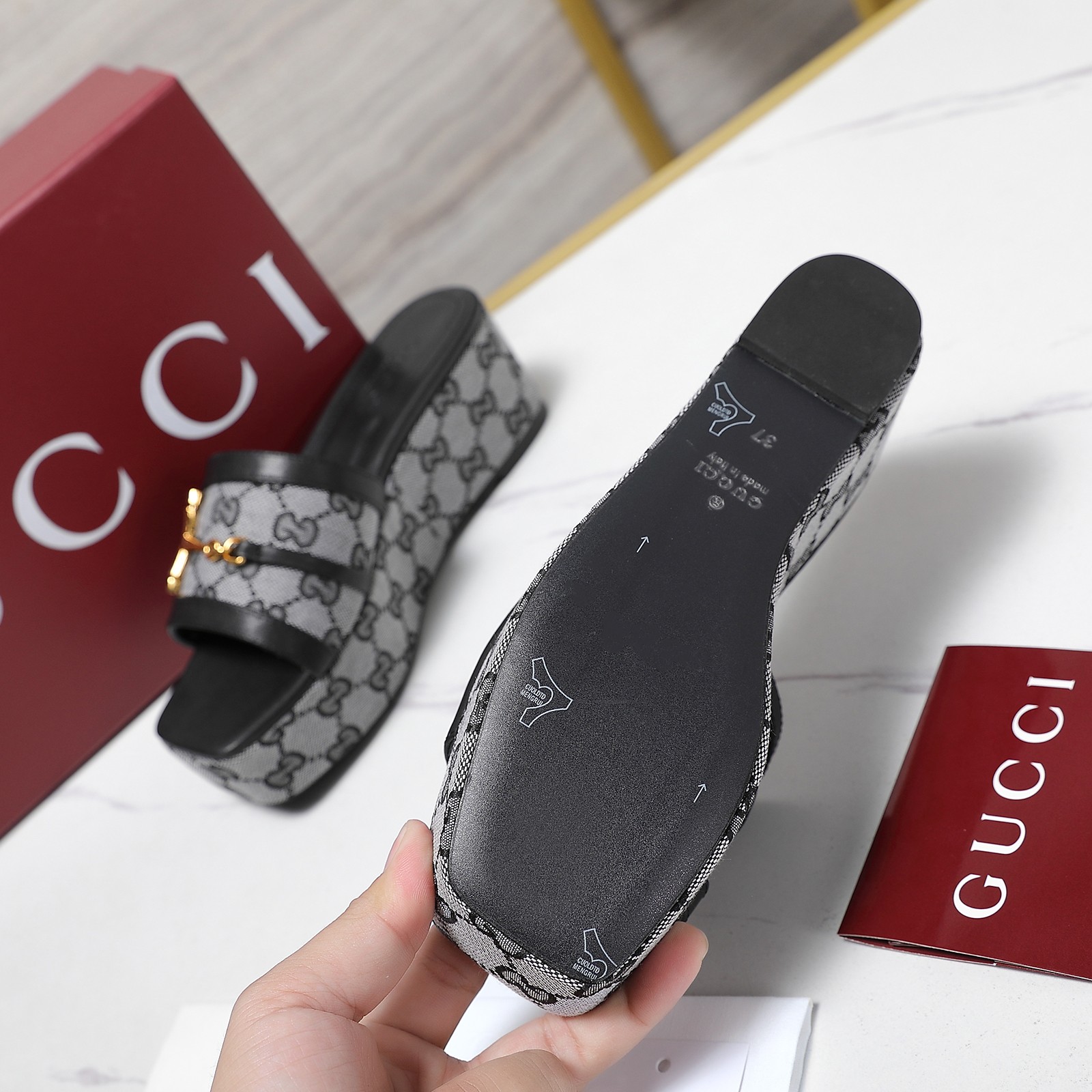 Gucci D-ring Platform Wedge Sandals Mules Slides Designer Shoes 6 a1746344896637 4804