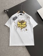 Fendi Clothing T-Shirt Black White Printing Unisex Spring Collection Short Sleeve P1652024