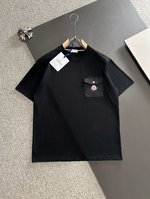 Moncler Clothing T-Shirt Black Grey White Unisex Short Sleeve