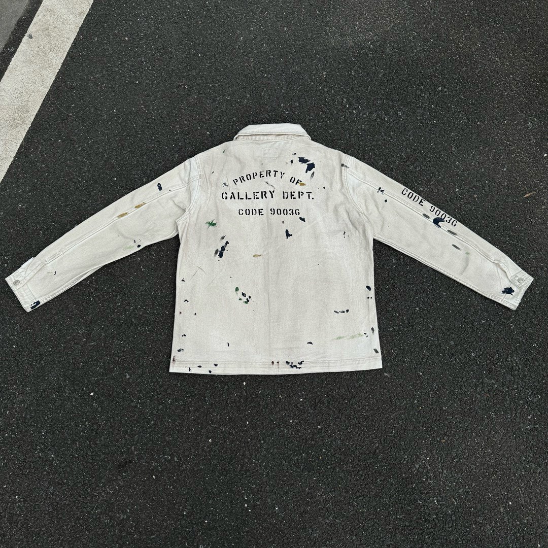 G44 Gallery Dept EP Jacket Chaqueta con cremallera estilo americano de alta gama, con pintura a mano y salpic…
