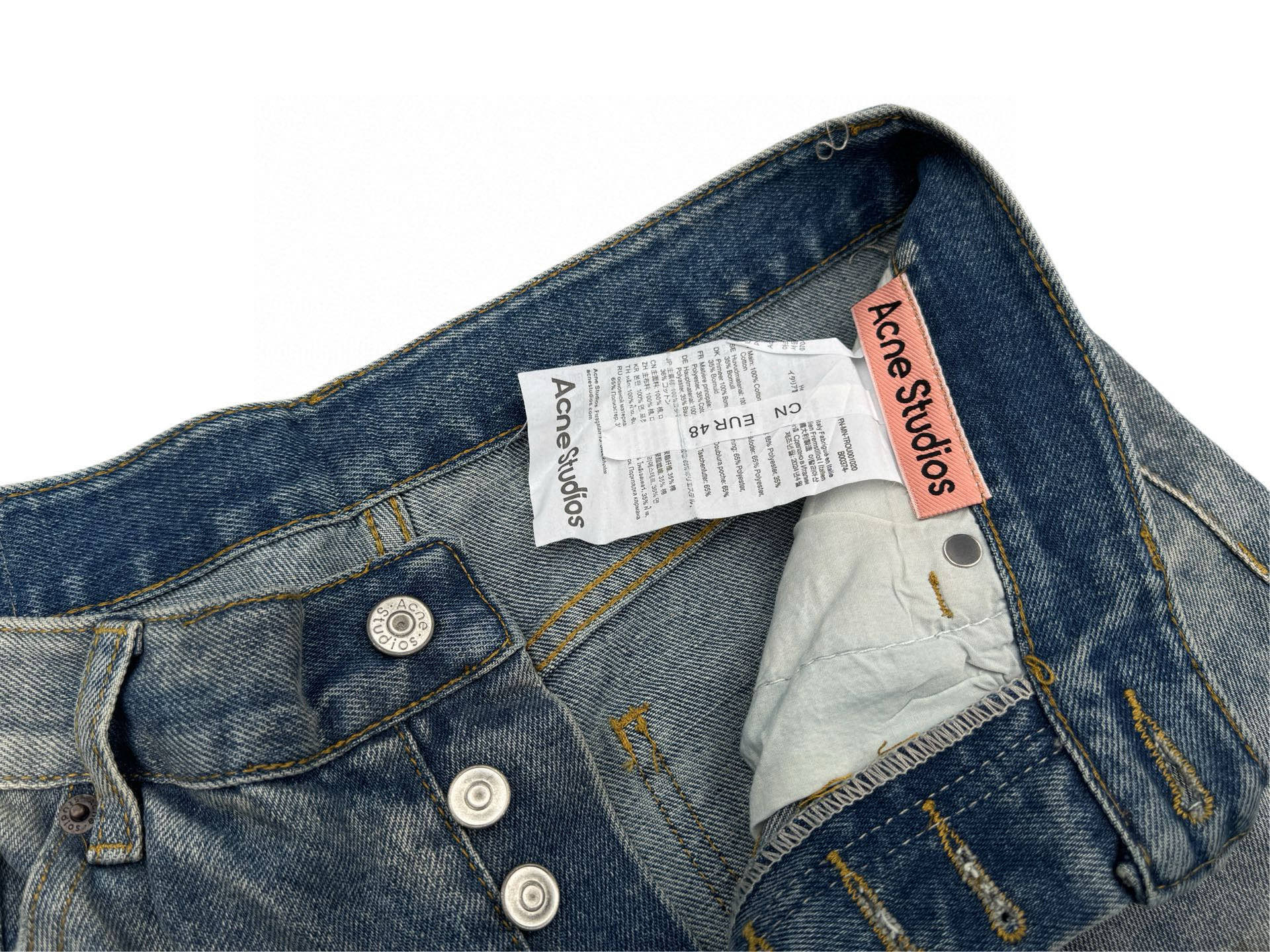 Acne Studios Vaqueros Anchos Teñidos Desgastados Unisex - Estilo Clásico 31 i1743238158254 6713 0 30