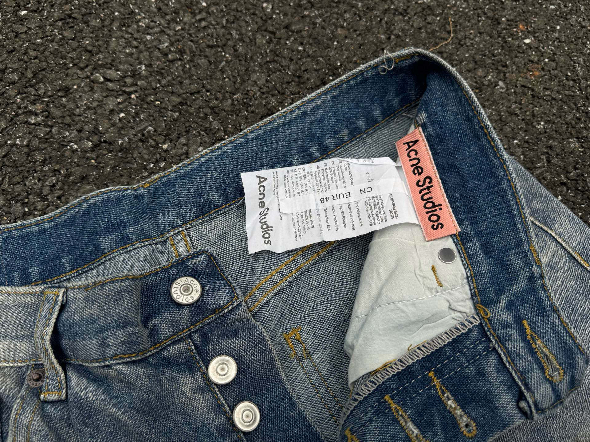 Acne Studios Vaqueros Anchos Teñidos Desgastados Unisex - Estilo Clásico 16 i1743238165537 9259 0 14