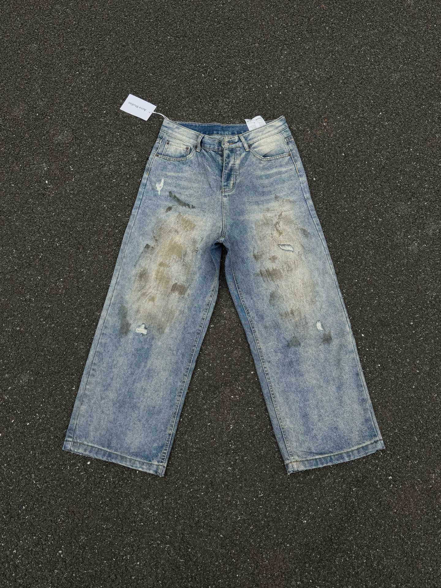 Acne Studios Vaqueros Anchos Teñidos Desgastados Unisex - Estilo Clásico 19 i1743238172778 4543 0 17