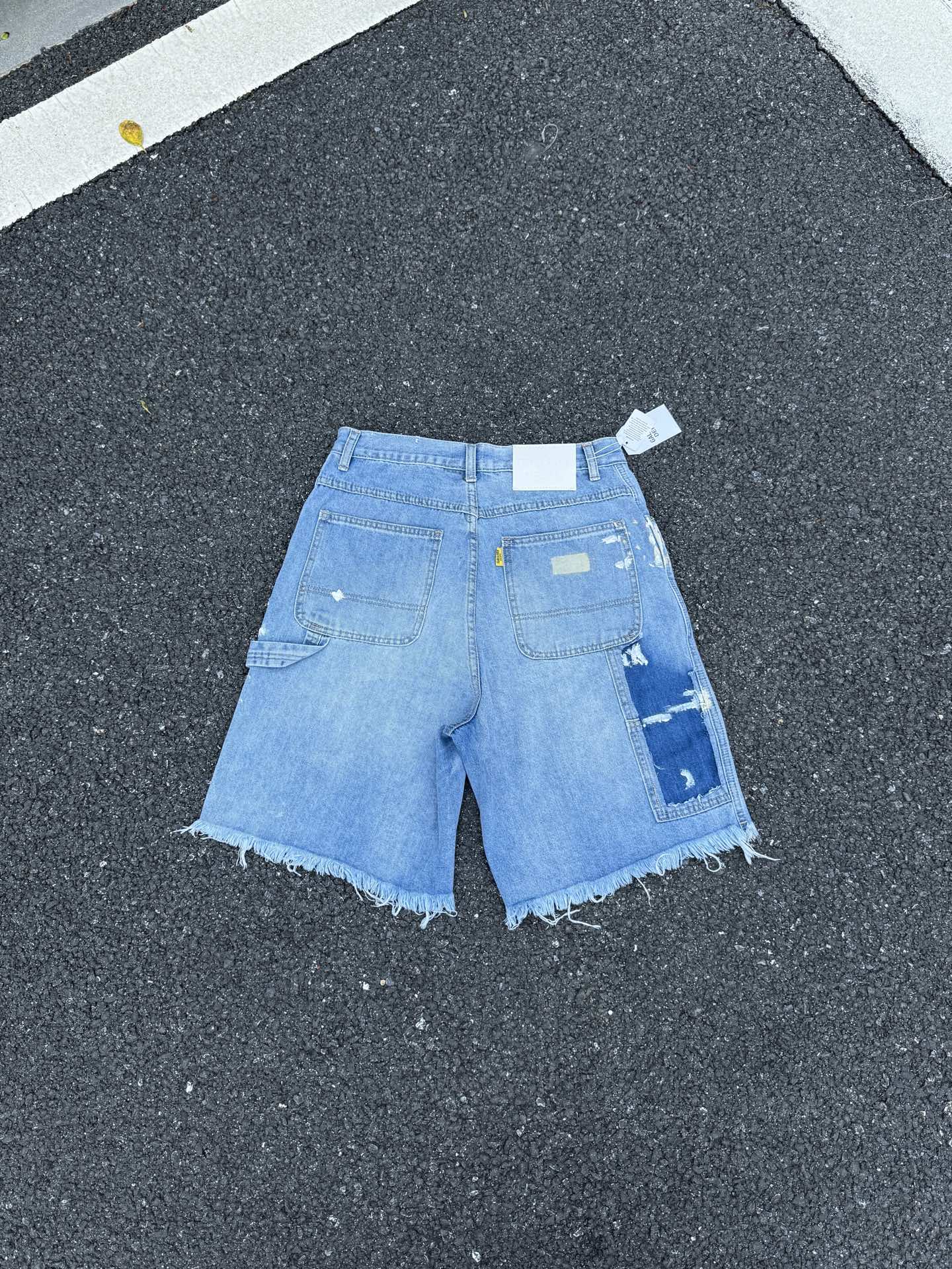 GD098 GALLERY DEPT. shorts de trabajo vaqueros con salpicaduras de pintura, desgastados, lavados a la antigua, estilo h…