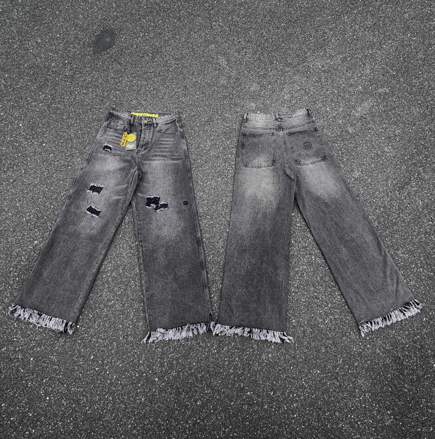 DREW HOUSE Jeans Rectos Anchos Destruidos con Smiley Face para Hombre y Mujer 6 i1743994512454 8877 0 4