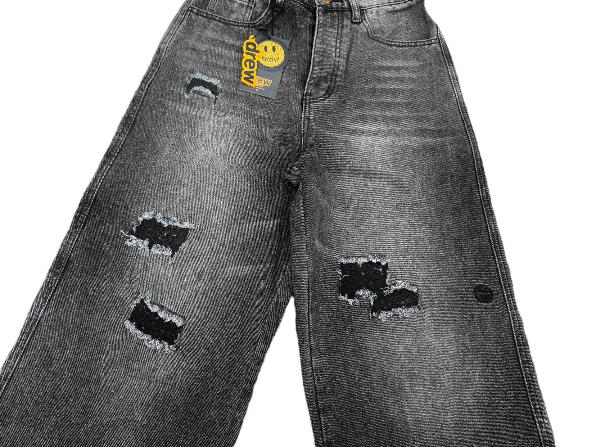 DREW HOUSE Jeans Rectos Anchos Destruidos con Smiley Face para Hombre y Mujer 22 i1743994516172 6795 0 21