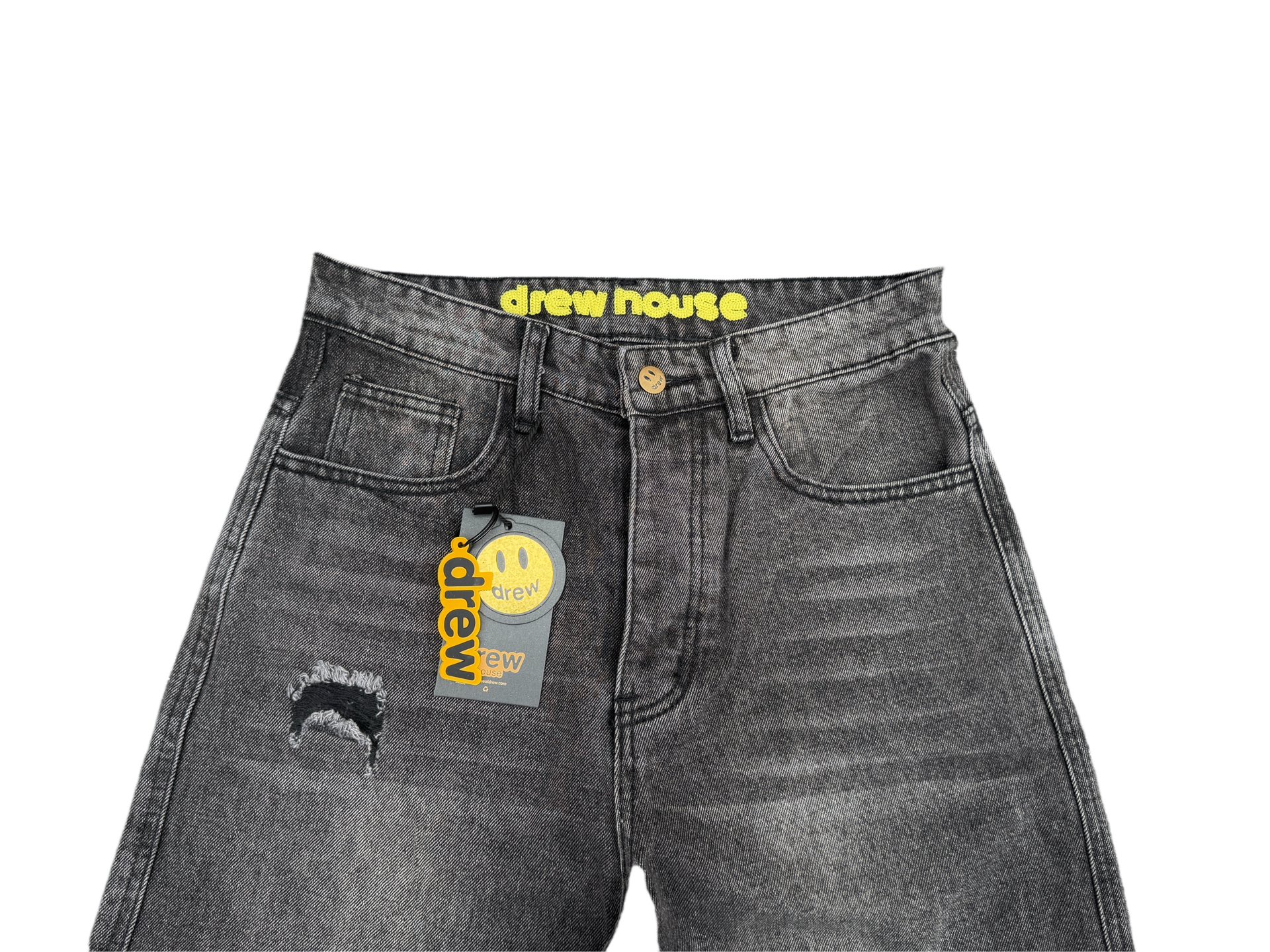 DREW HOUSE Jeans Rectos Anchos Destruidos con Smiley Face para Hombre y Mujer 27 i1743994518488 2615 0 26