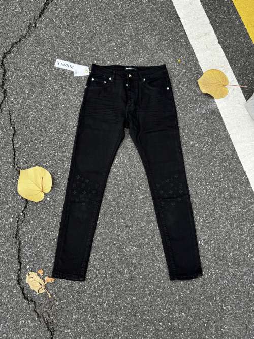 Purple Brand Black Skinny Stretch Jeans with Distressed Detailing