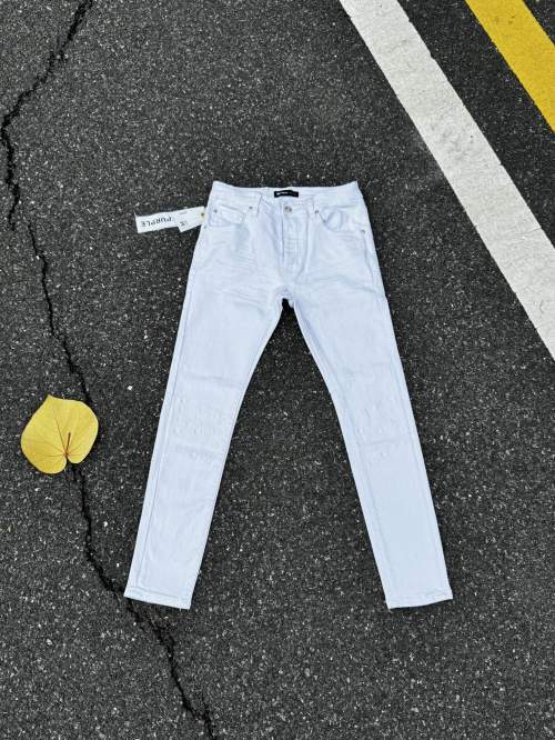 Purple Brand White Distressed Slim Fit Jeans, Premium Denim Pants 1 Purple Brand White Distressed Slim Fit Jeans, Premium Denim Pants