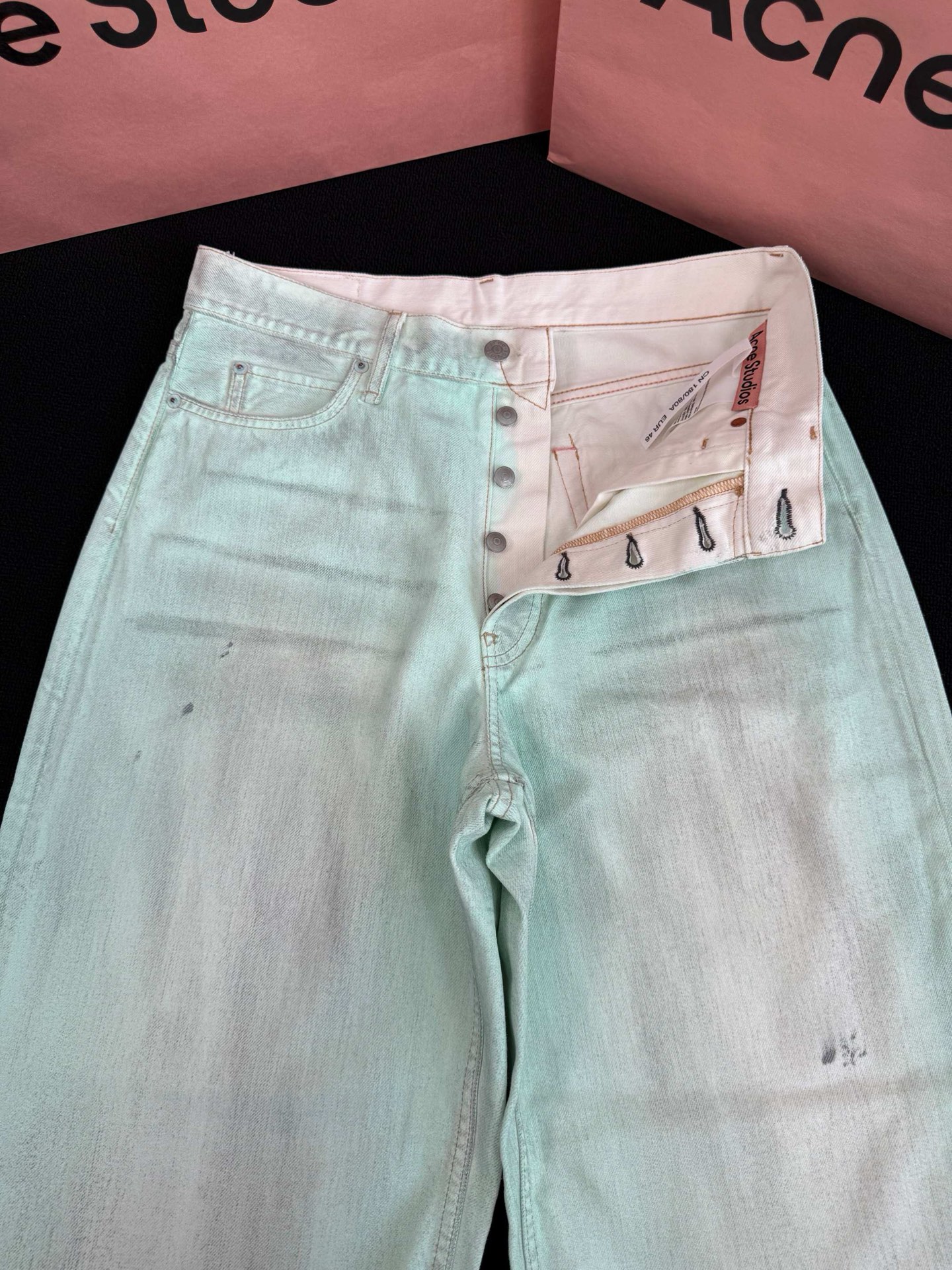 Acne Studios 1981M Pantalones Vaqueros Verde Fluorescente Unisex 17 i1747757827524 7681 0 15