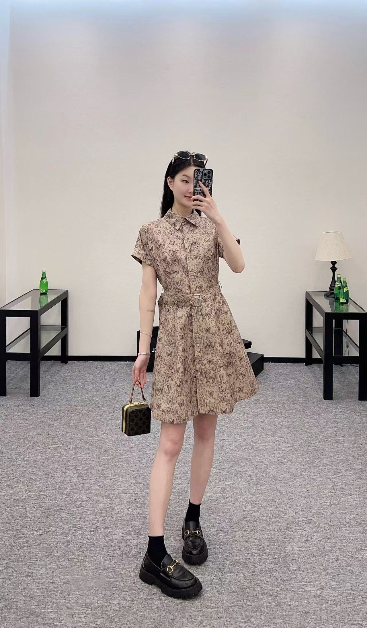 Elegant Butterfly Print Belted Shirt Dress - Timeless Style & Comfort 4 i1742814121973 6323 0 3