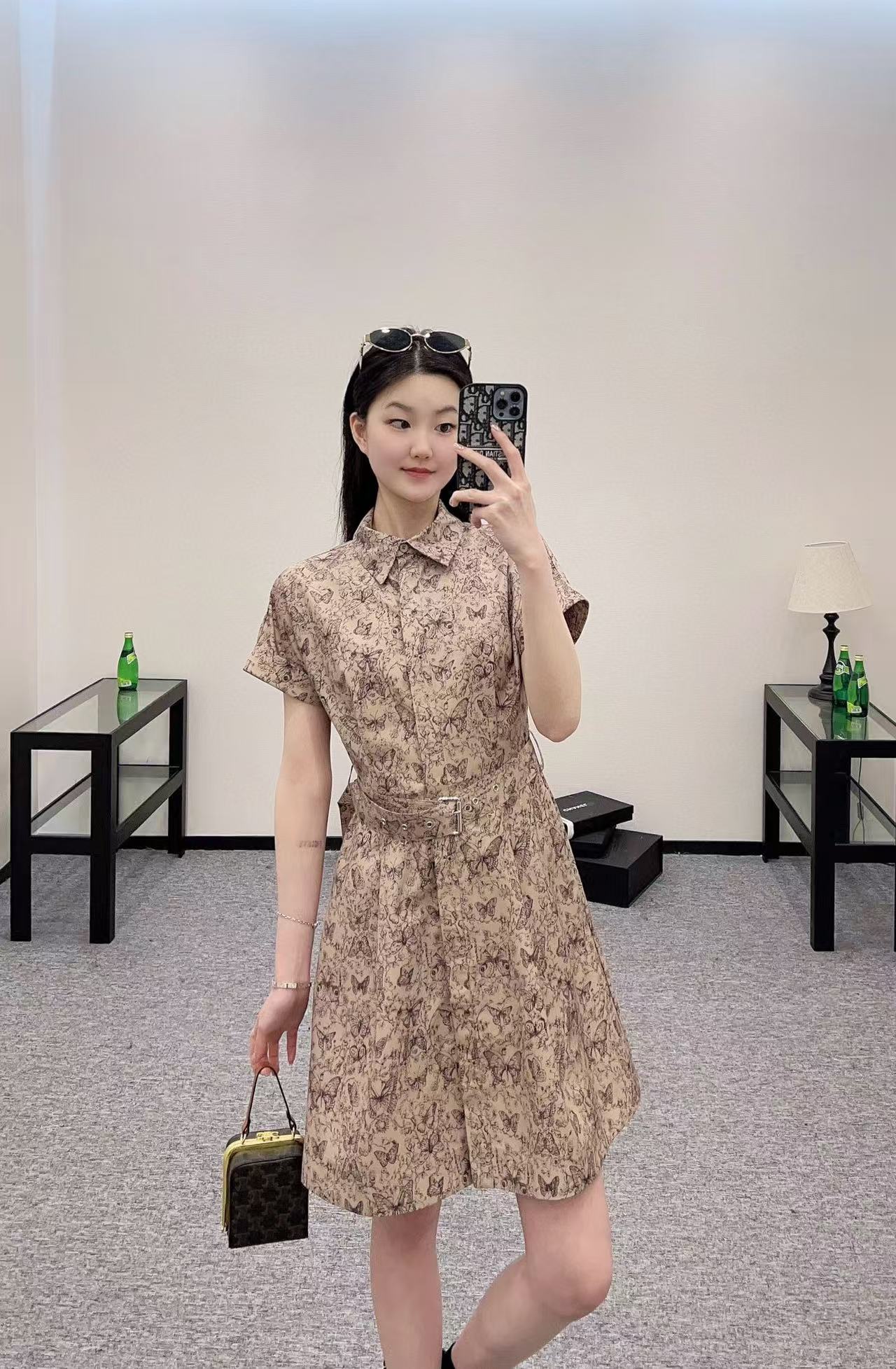 Elegant Butterfly Print Belted Shirt Dress - Timeless Style & Comfort 1 i1742814121973 8176 0 0